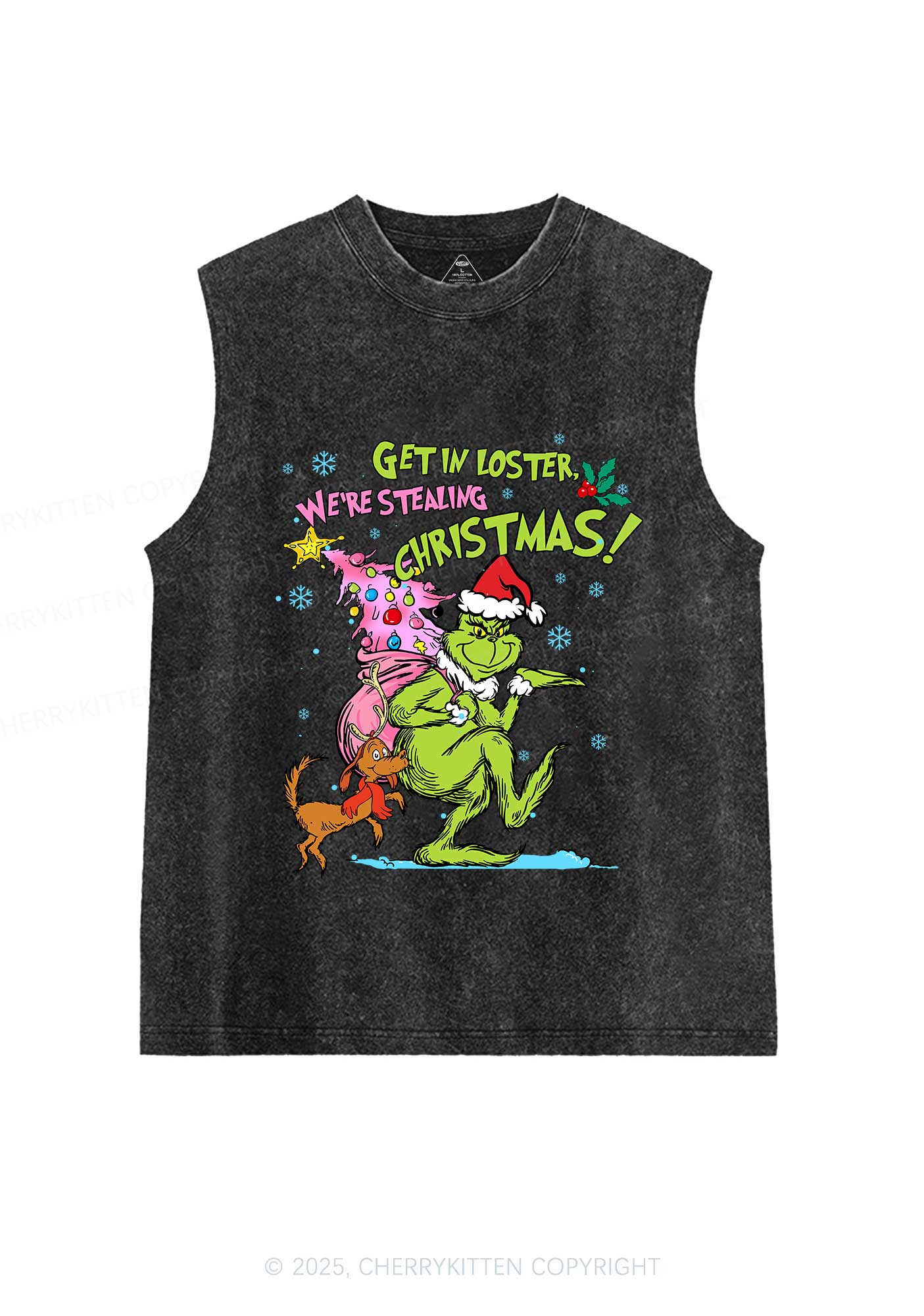 We Are Stealing Christmas Y2K Washed Muscle Tank Cherrykitten - Image 3