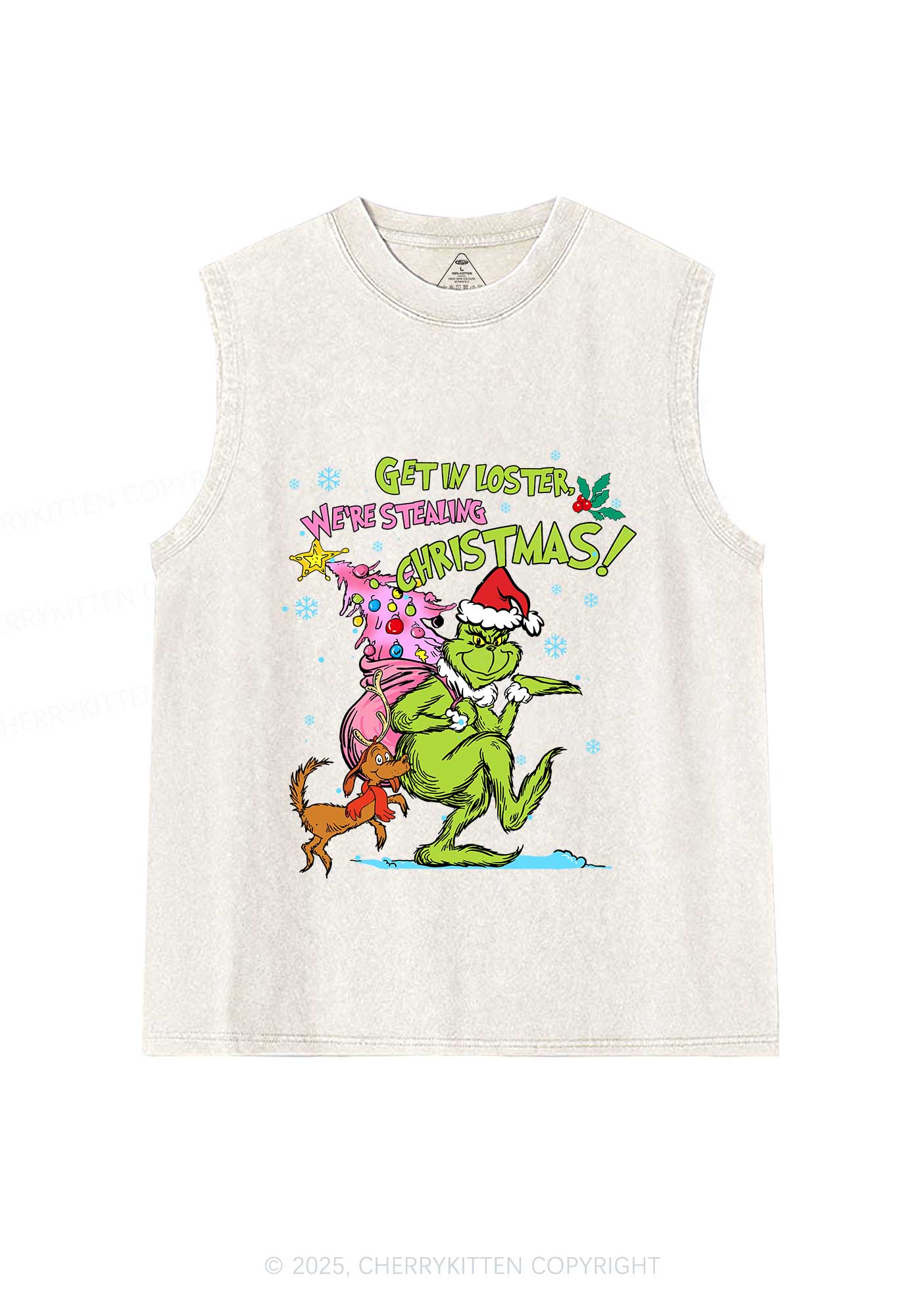 We Are Stealing Christmas Y2K Washed Muscle Tank Cherrykitten - Image 4