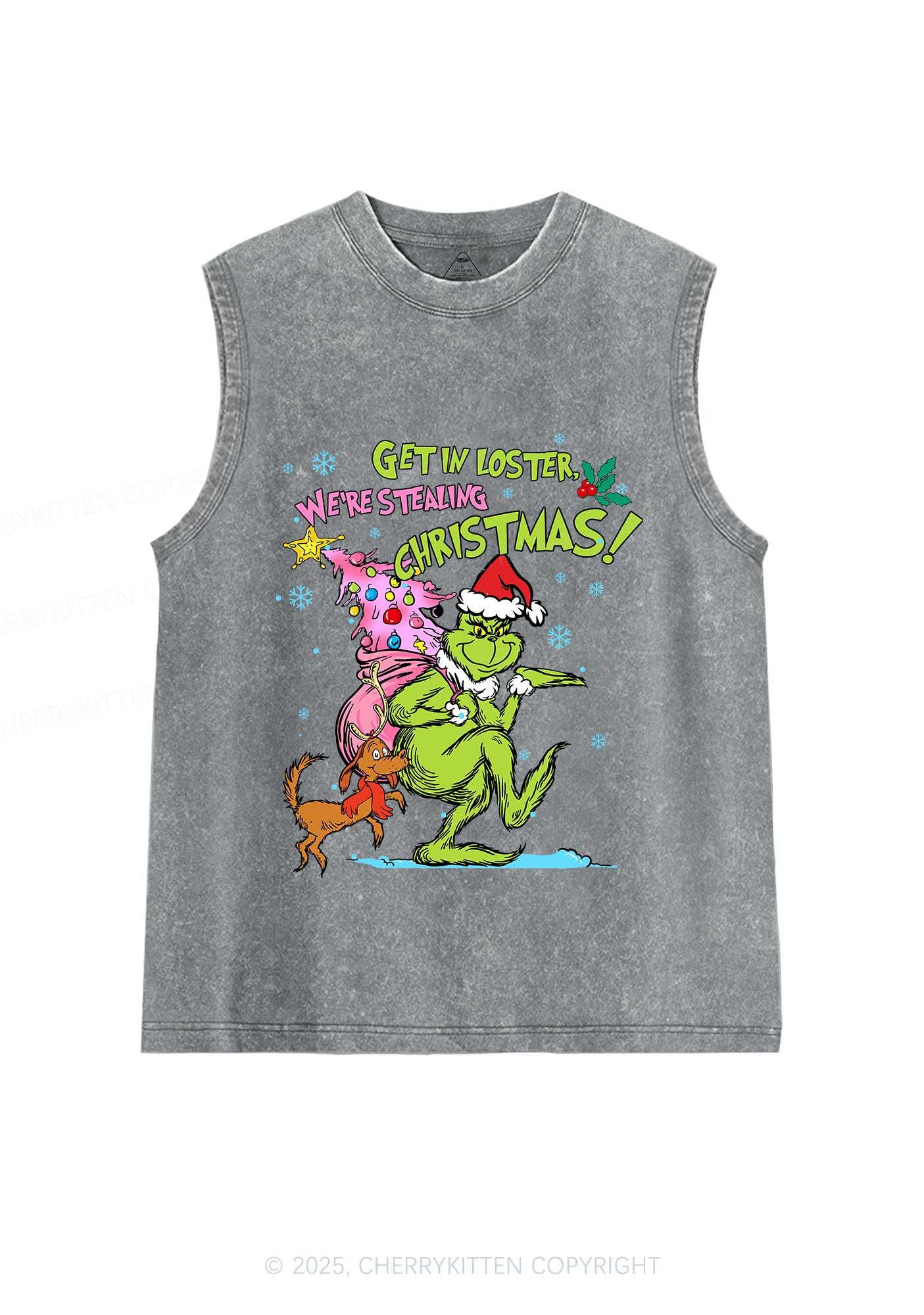 We Are Stealing Christmas Y2K Washed Muscle Tank Cherrykitten - Image 5