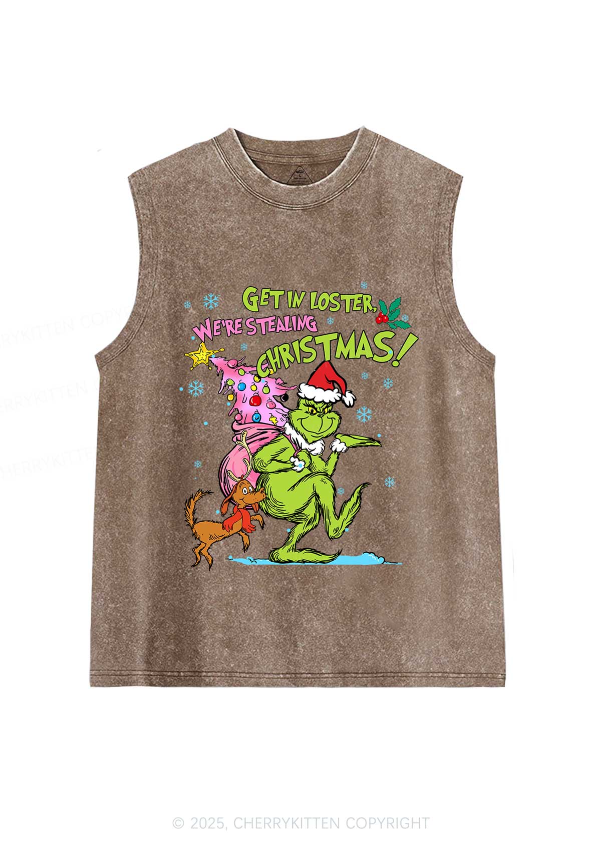We Are Stealing Christmas Y2K Washed Muscle Tank Cherrykitten - Image 6