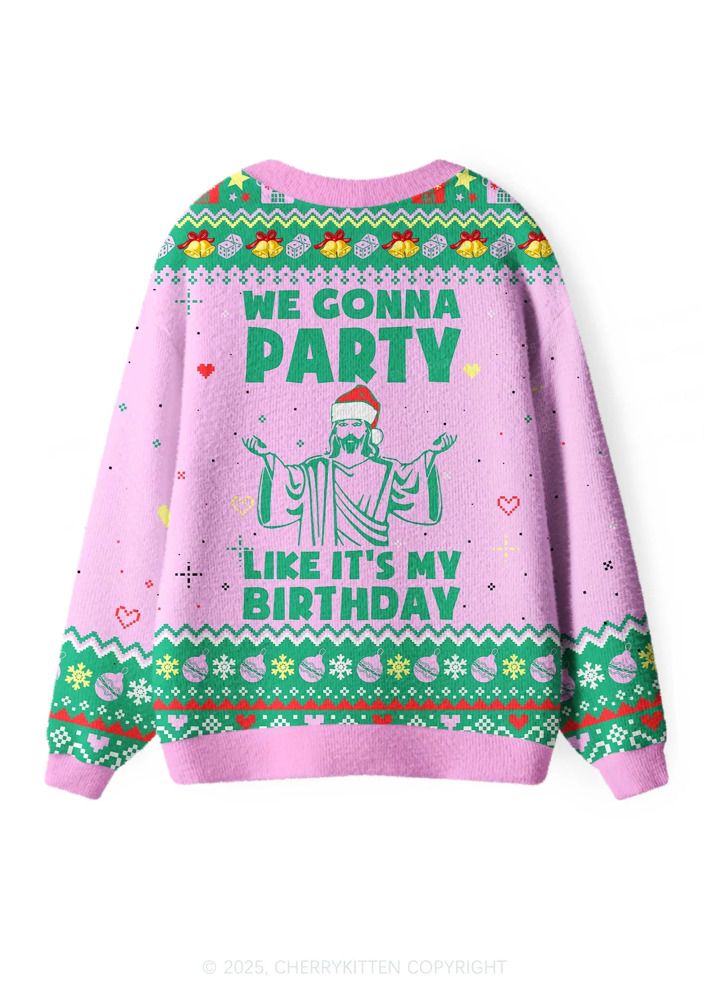We Gonna Party Y2K Christmas Cardigan Knit Sweatshirt Cherrykitten - Image 3