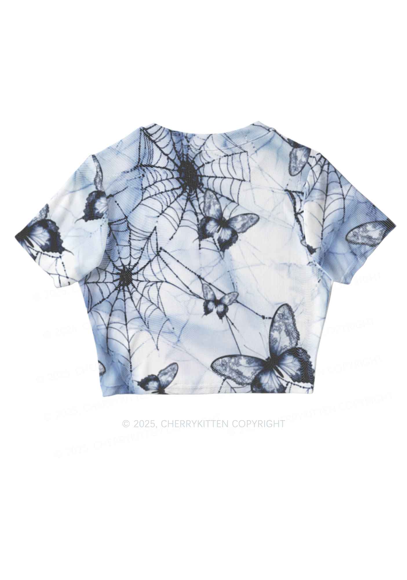 Web And Butterflies Y2K Mesh Crop Top Cherrykitten - Image 5