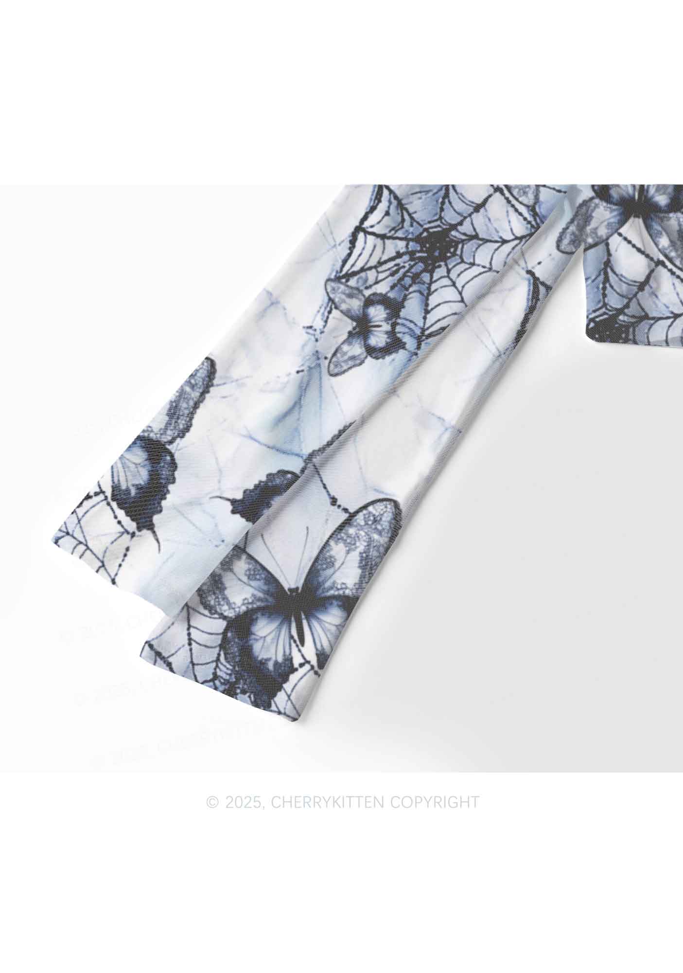Web And Butterflies Y2K Mesh Long Sleeve Crop Top Cherrykitten - Image 4