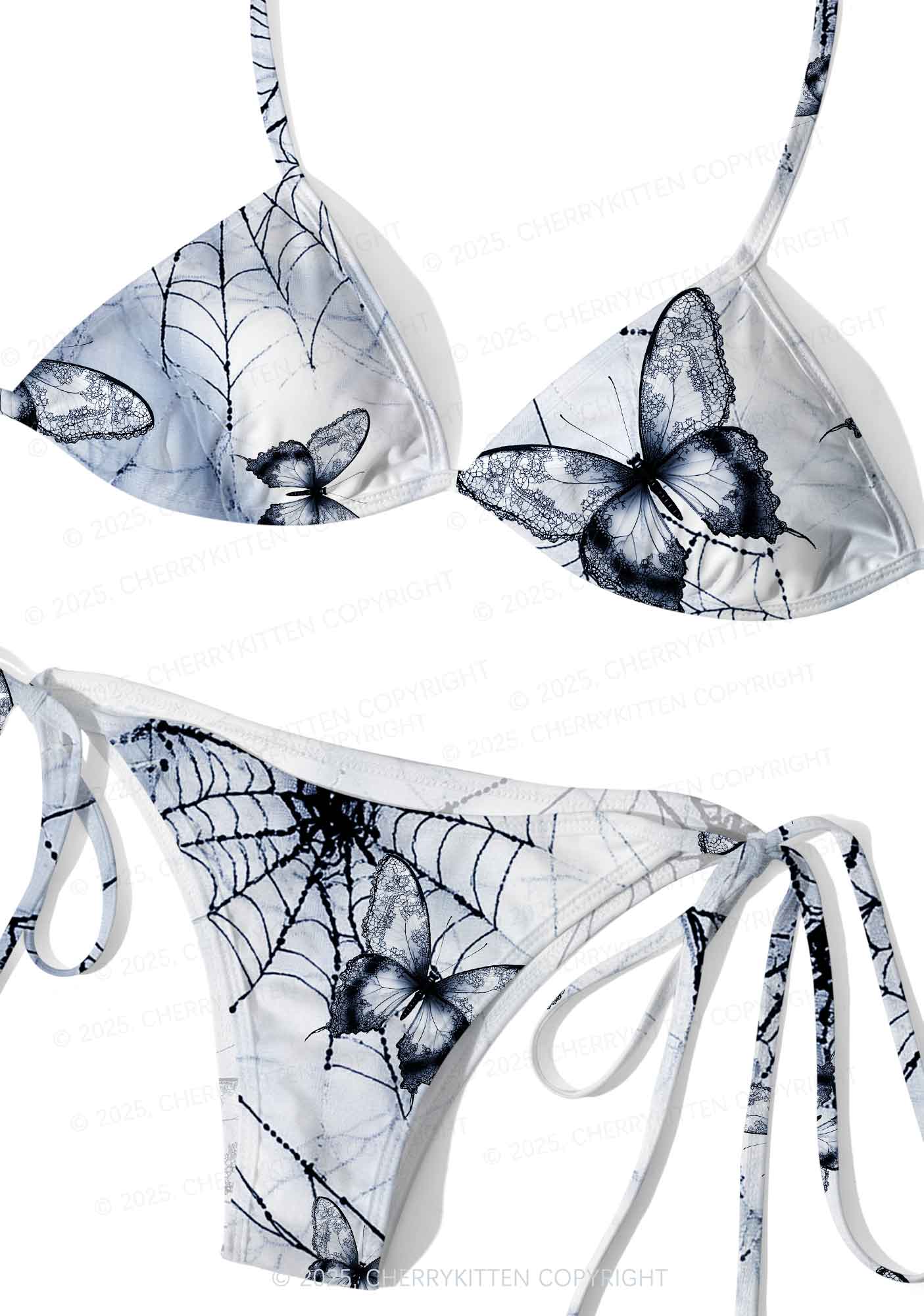 Web And Butterflies Y2K Print Bikini Set Cherrykitten - Image 3