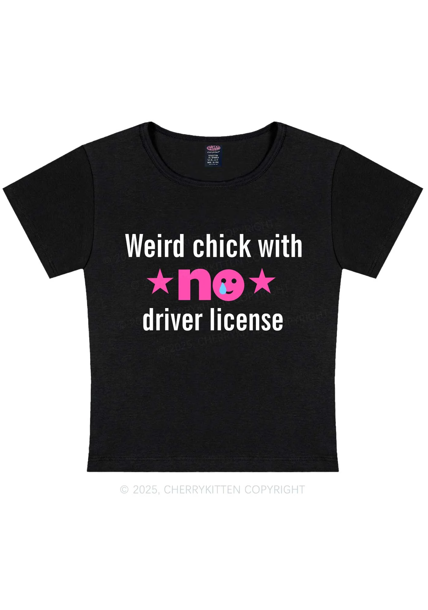 Weird Chick Y2K Baby Tee Cherrykitten - Image 3