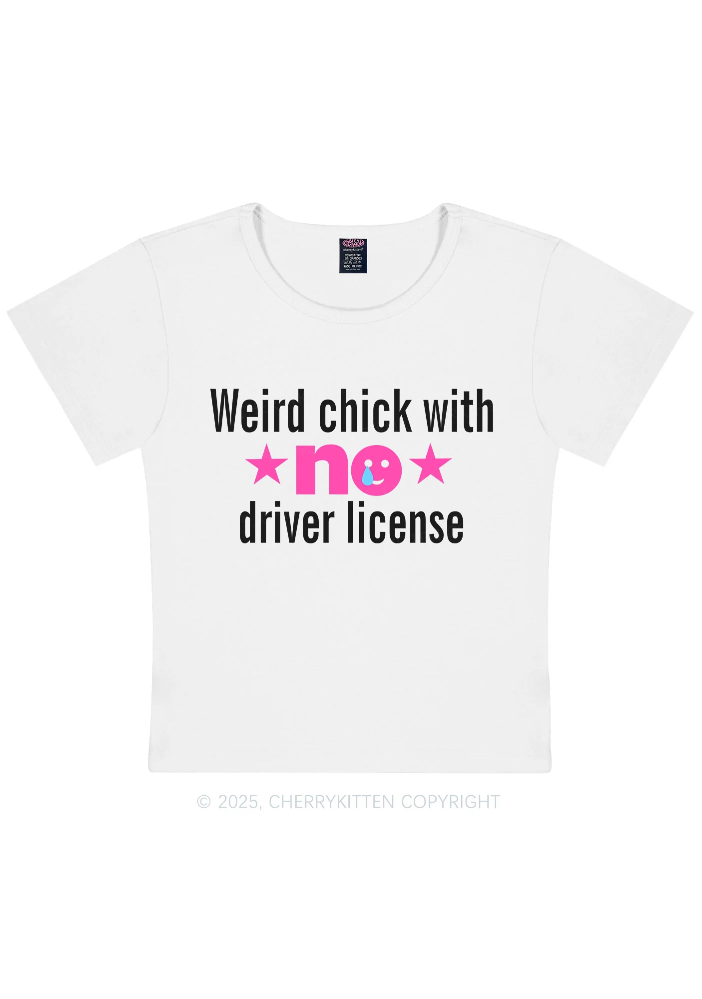 Weird Chick Y2K Baby Tee Cherrykitten - Image 4