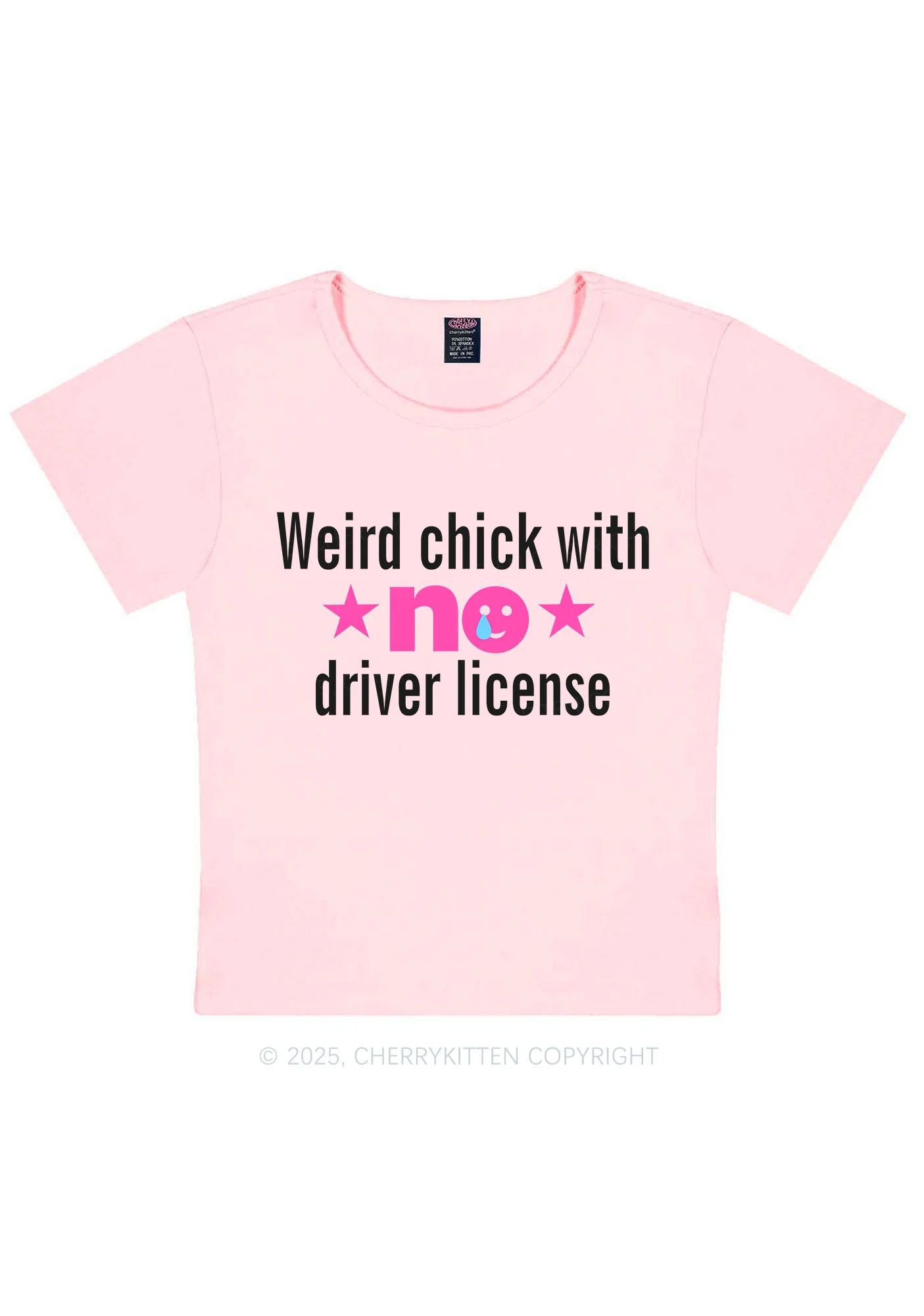 Weird Chick Y2K Baby Tee Cherrykitten - Image 6