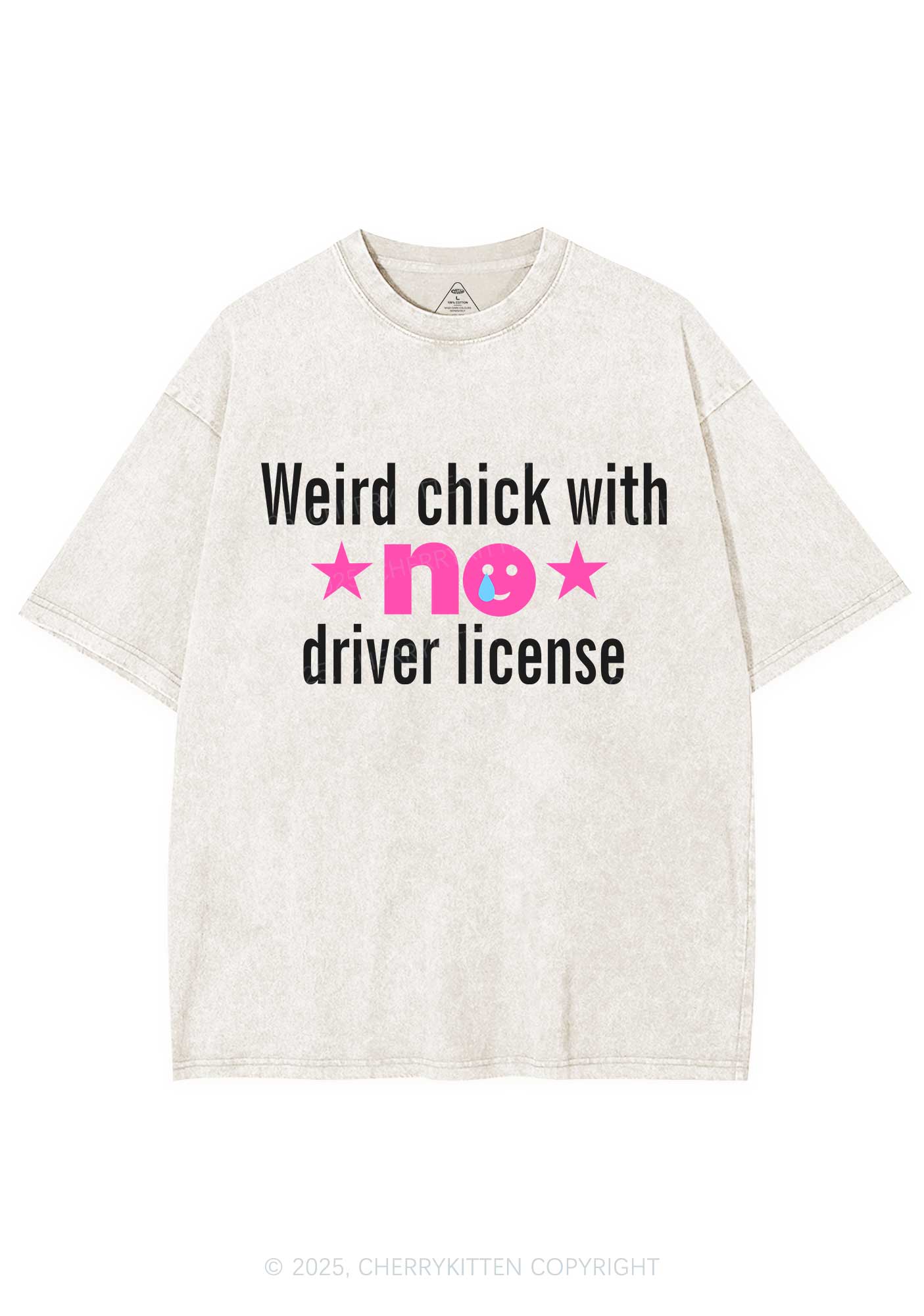 Weird Chick Y2K Shirts Washed Tee Cherrykitten - Image 4