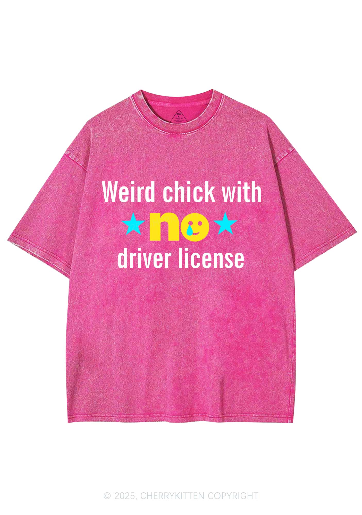 Weird Chick Y2K Shirts Washed Tee Cherrykitten - Image 5