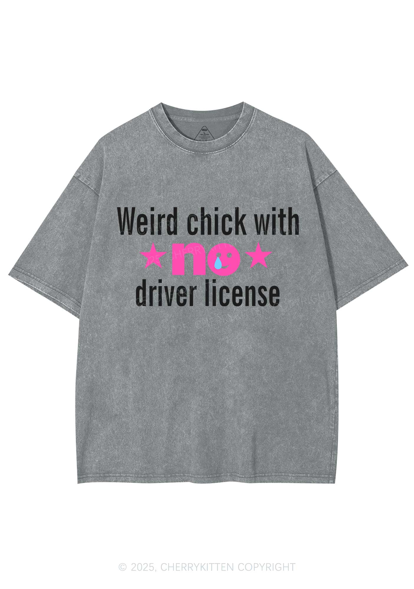 Weird Chick Y2K Shirts Washed Tee Cherrykitten - Image 7