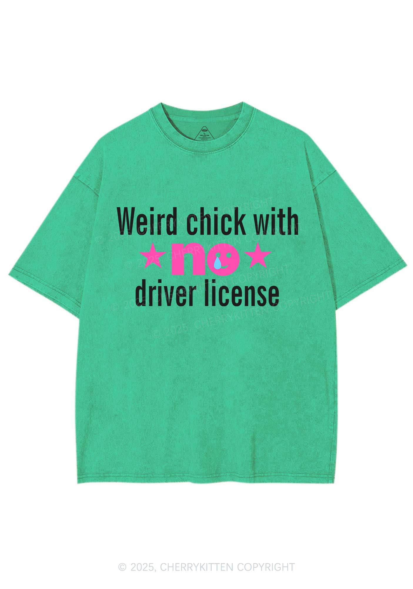 Weird Chick Y2K Shirts Washed Tee Cherrykitten - Image 8