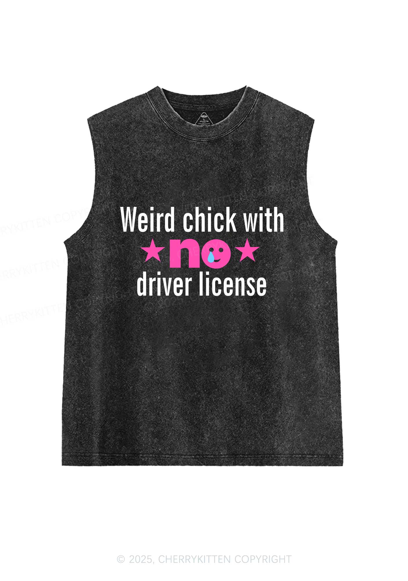 Weird Chick Y2K Washed Muscle Tank Cherrykitten - Image 3