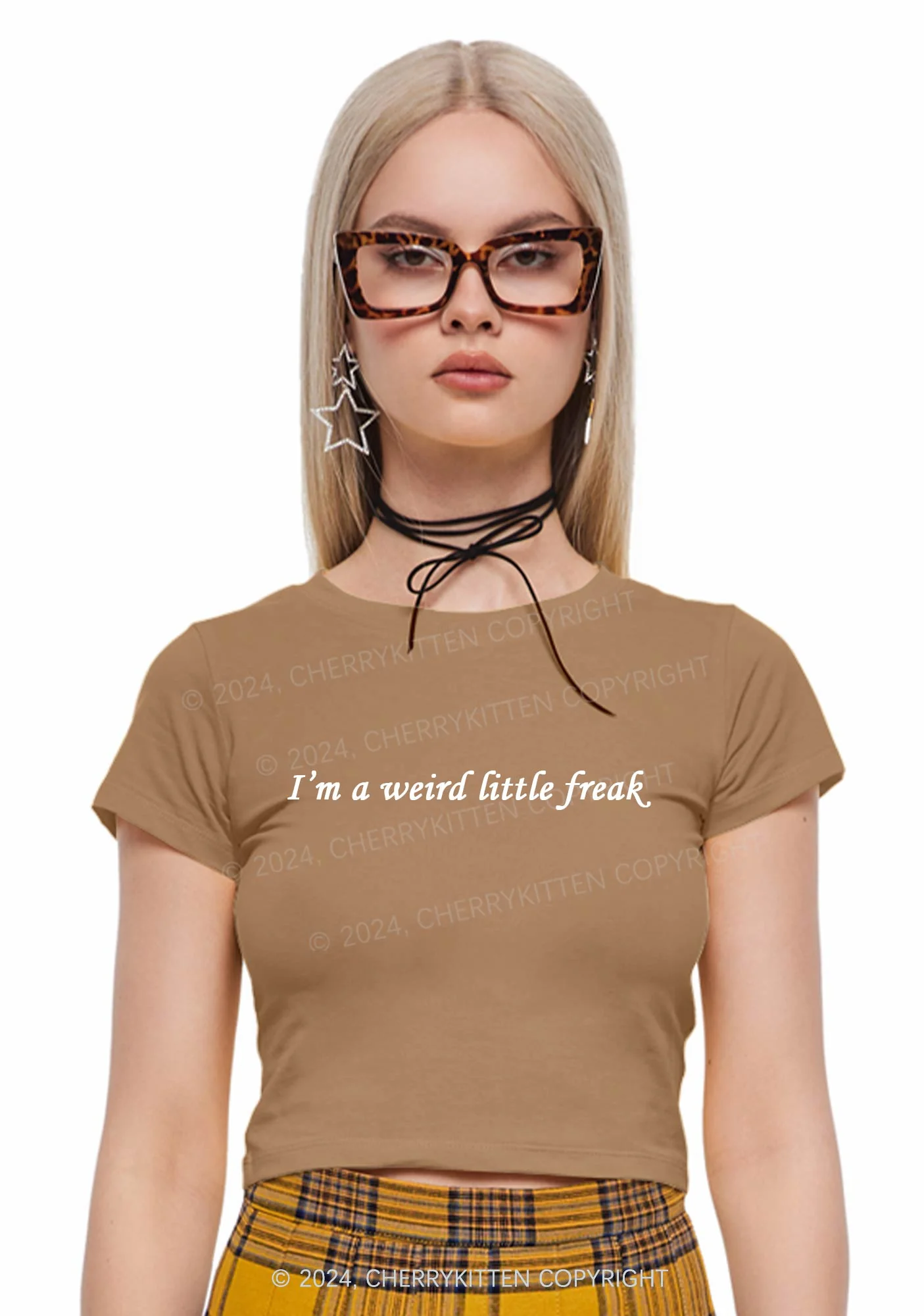 Weird Little Freak Y2K Baby Tee Cherrykitten - Image 2