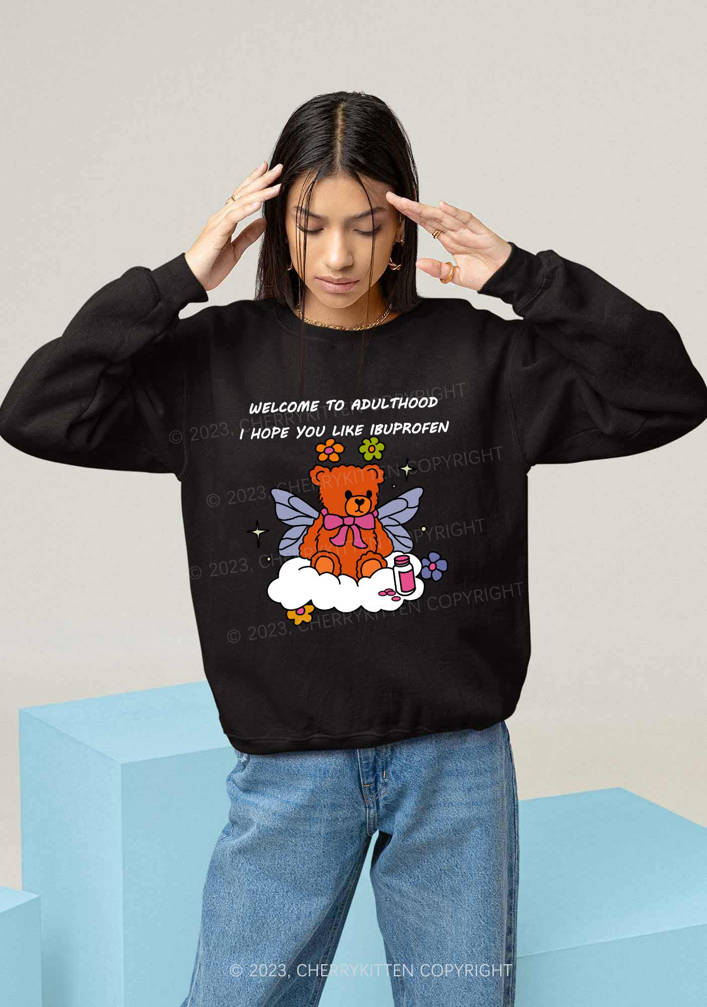 Welcome To Adulthood Y2K Sweatshirt Cherrykitten - Image 2