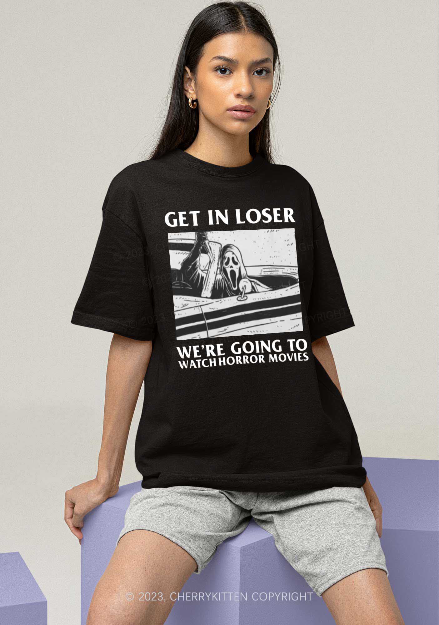 We're Going To Watch Horror Movies Halloween Y2K Chunky Shirt Cherrykitten - Image 2