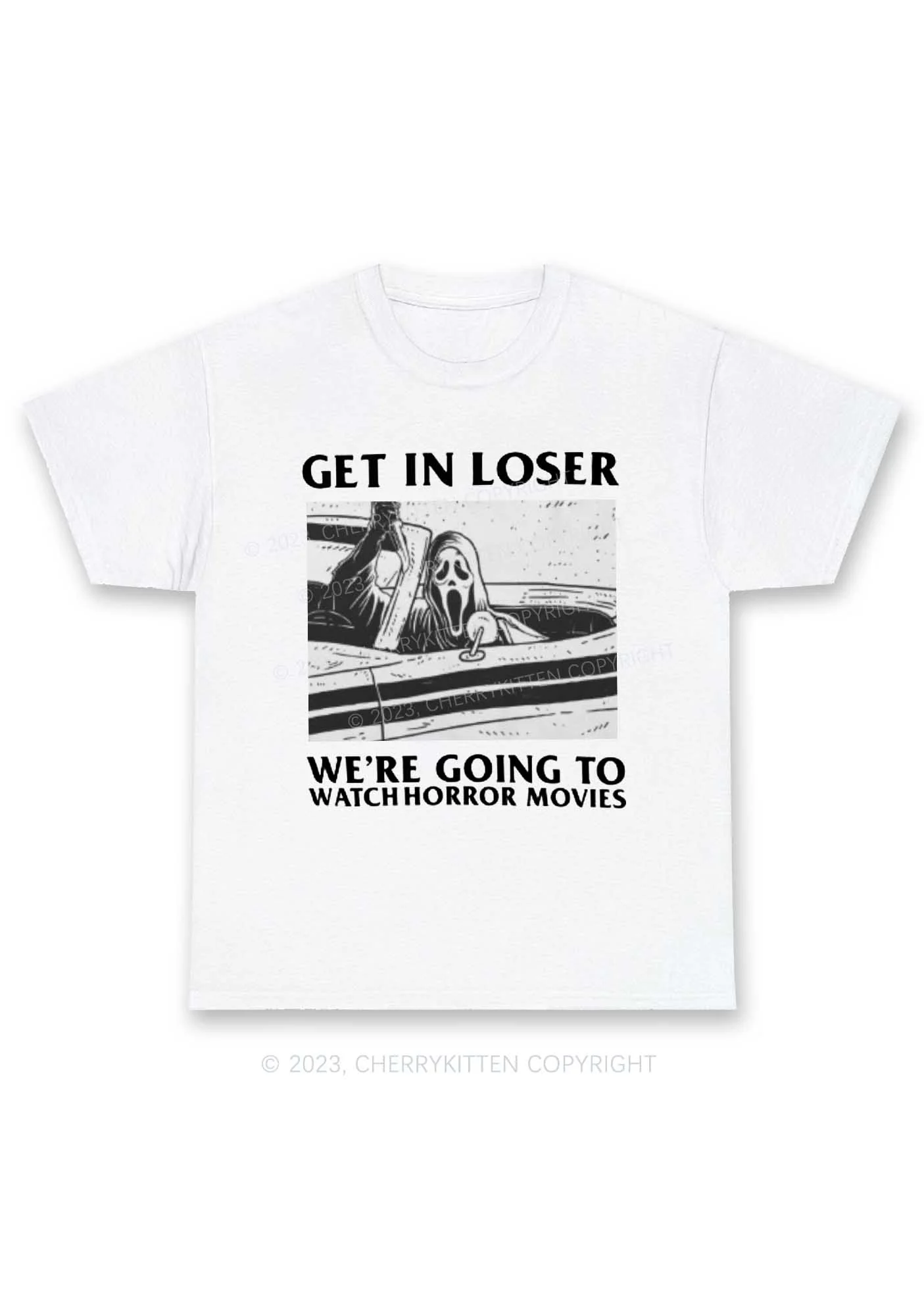 We're Going To Watch Horror Movies Halloween Y2K Chunky Shirt Cherrykitten - Image 4