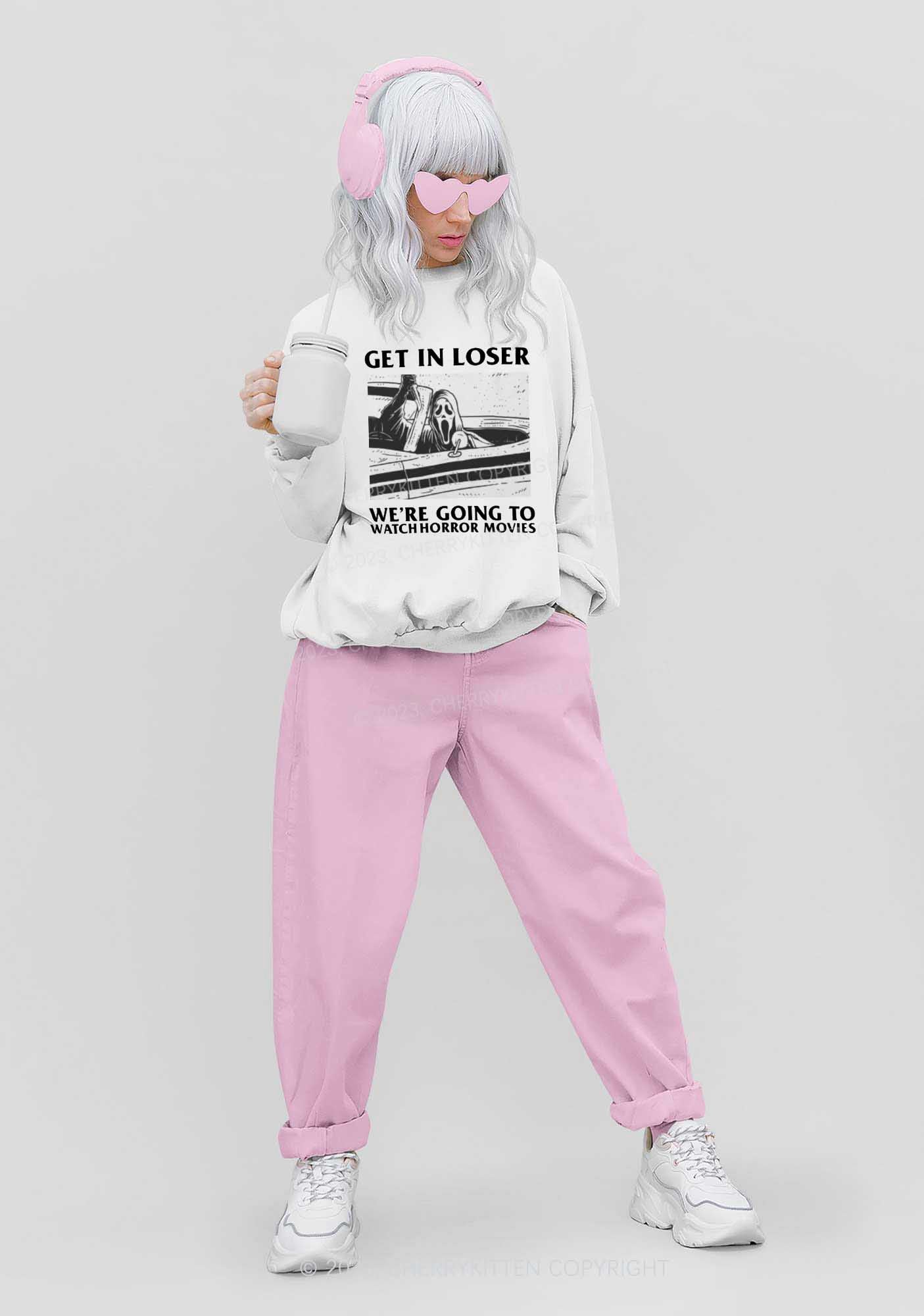 We're Going To Watch Horror Movies Y2K Sweatshirt Cherrykitten - Image 2