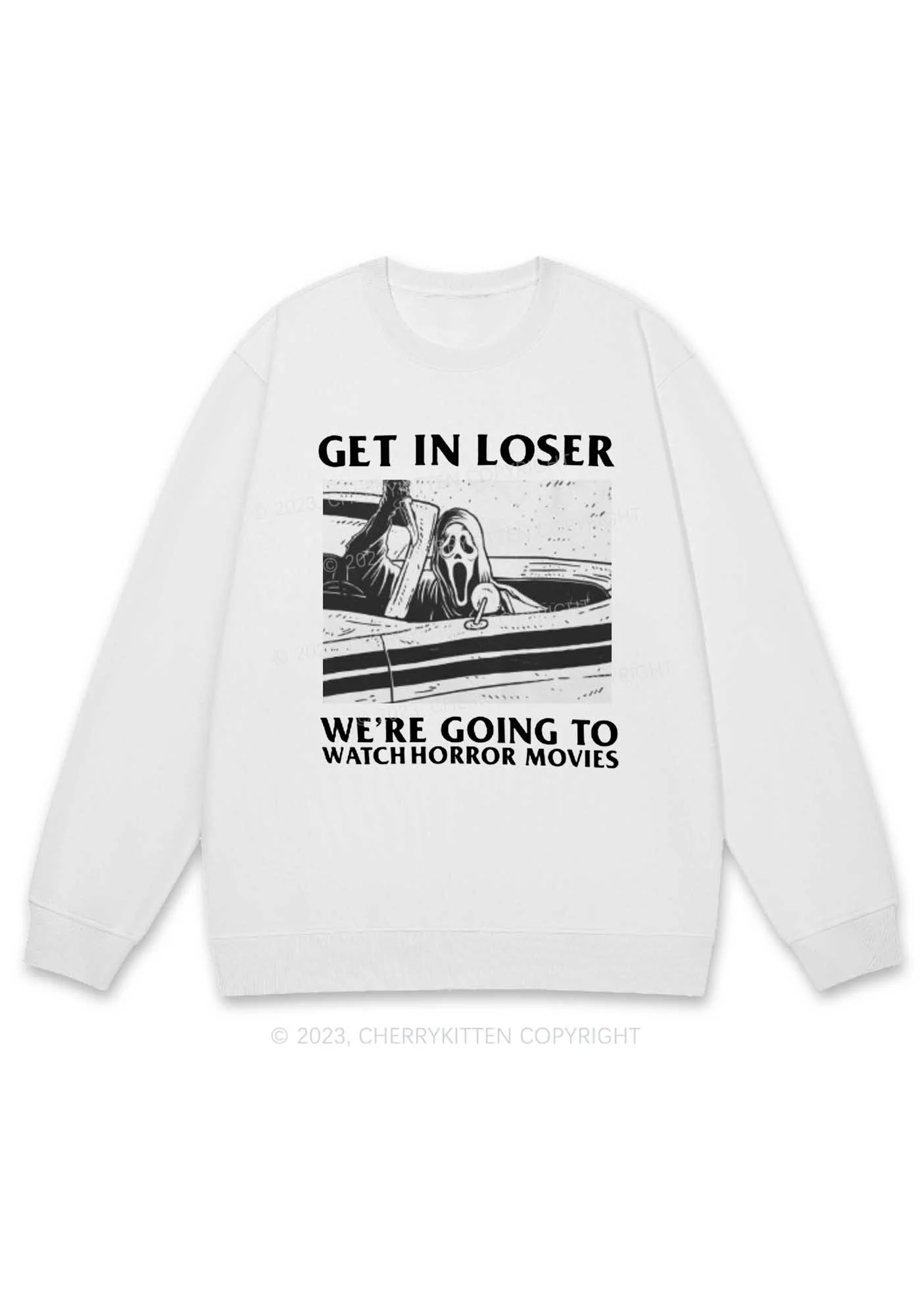 We're Going To Watch Horror Movies Y2K Sweatshirt Cherrykitten - Image 3