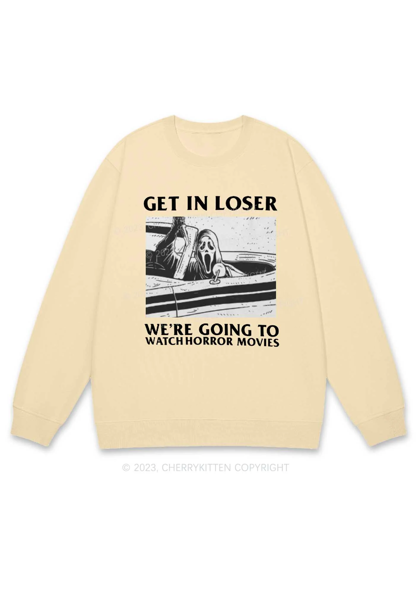We're Going To Watch Horror Movies Y2K Sweatshirt Cherrykitten - Image 4