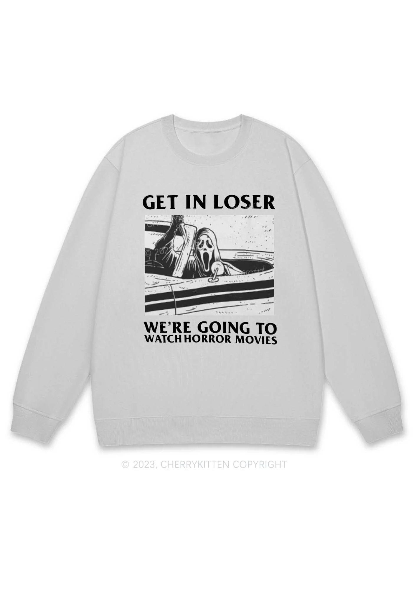 We're Going To Watch Horror Movies Y2K Sweatshirt Cherrykitten - Image 5