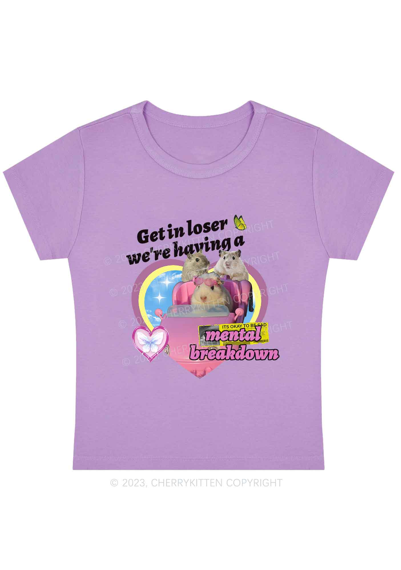 We're Having A Mental Breakdown Y2K Baby Tee Cherrykitten - Image 4