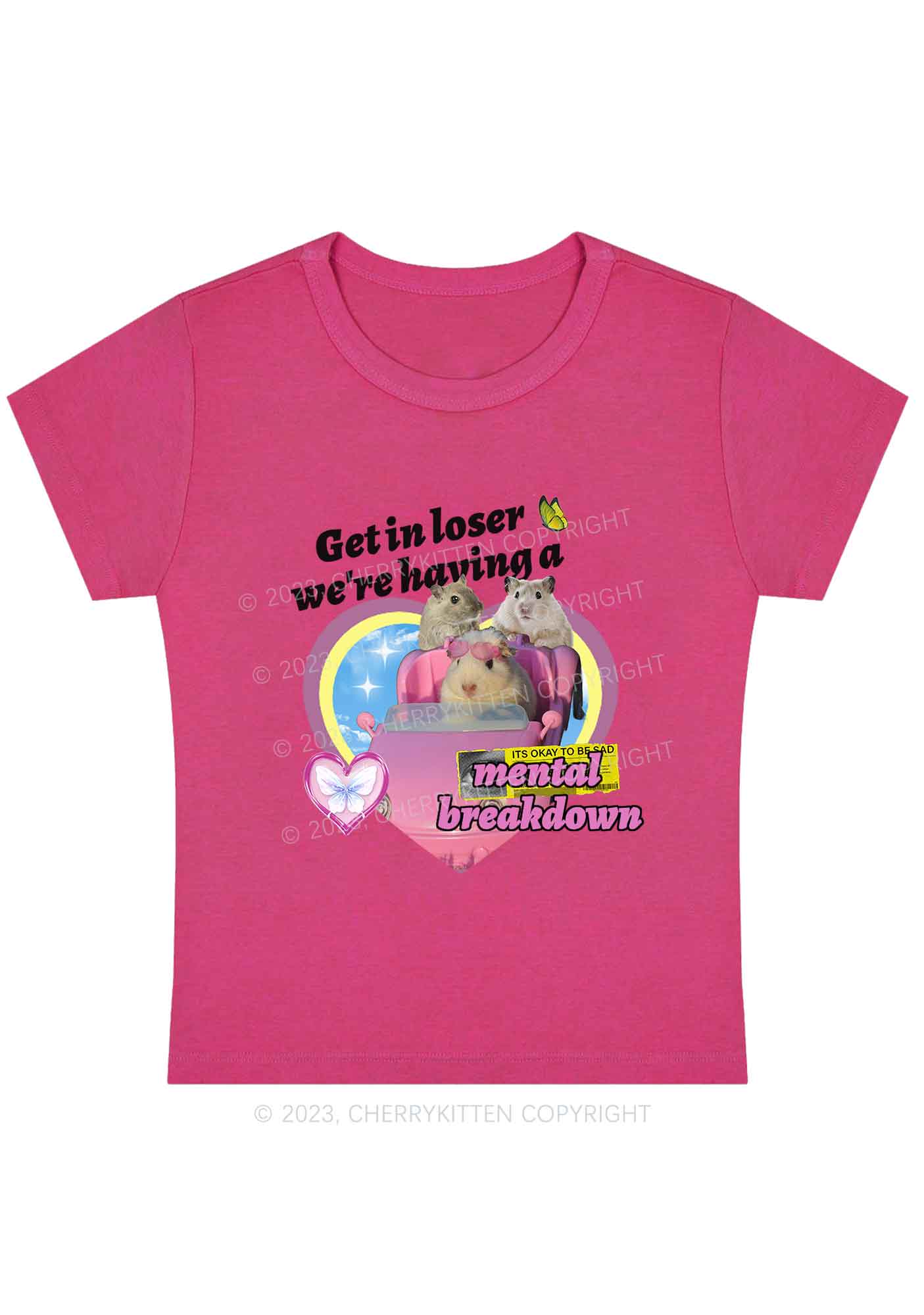 We're Having A Mental Breakdown Y2K Baby Tee Cherrykitten - Image 5
