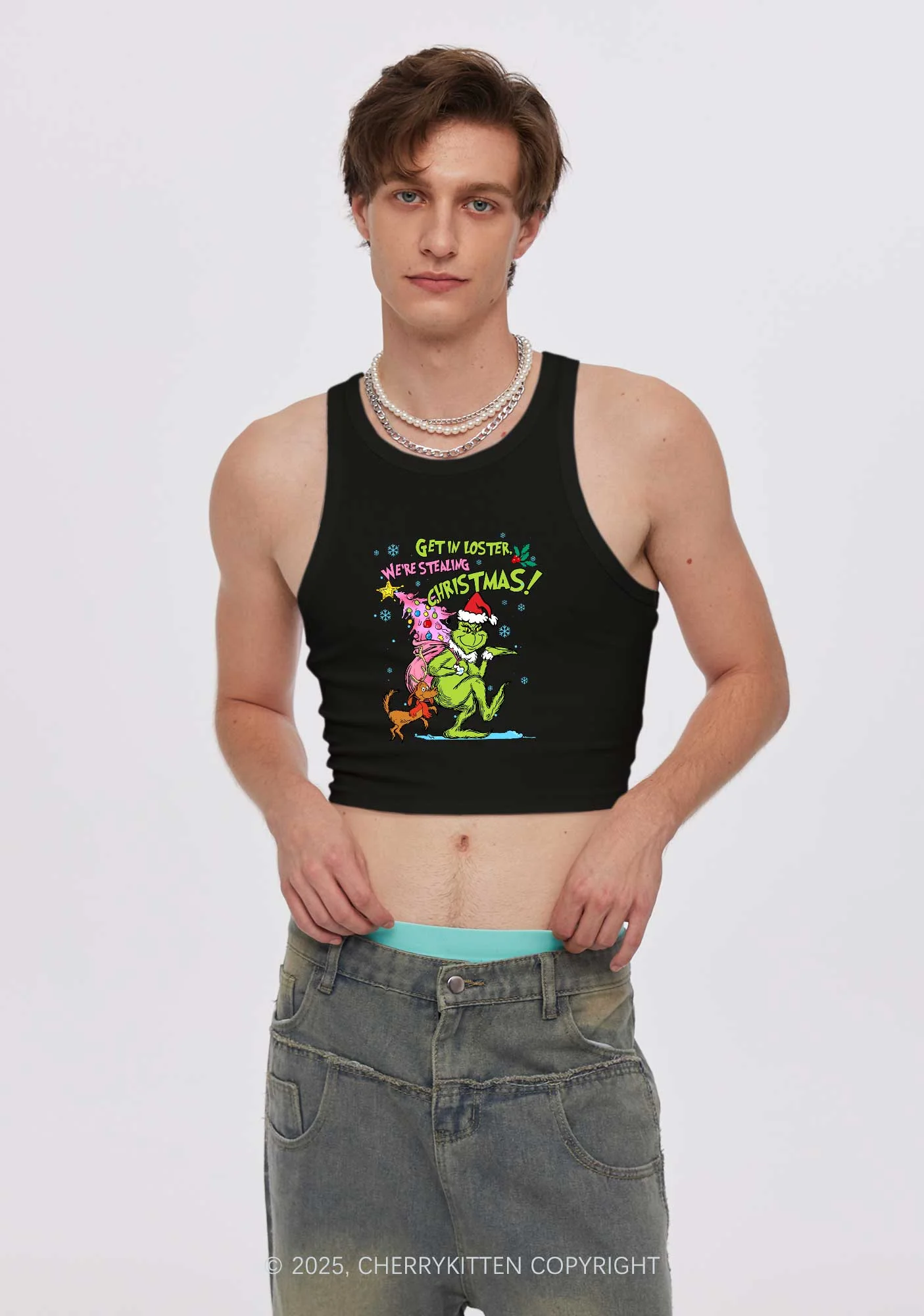 We Are Stealing Christmas Y2K Crop Tank Top Cherrykitten - Image 2