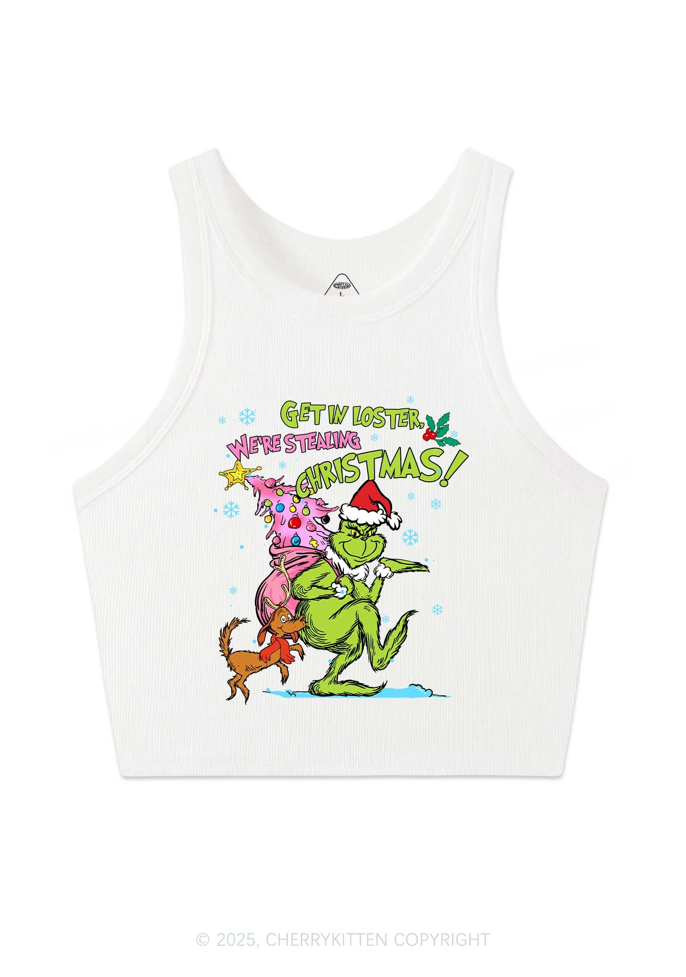 We Are Stealing Christmas Y2K Crop Tank Top Cherrykitten - Image 3