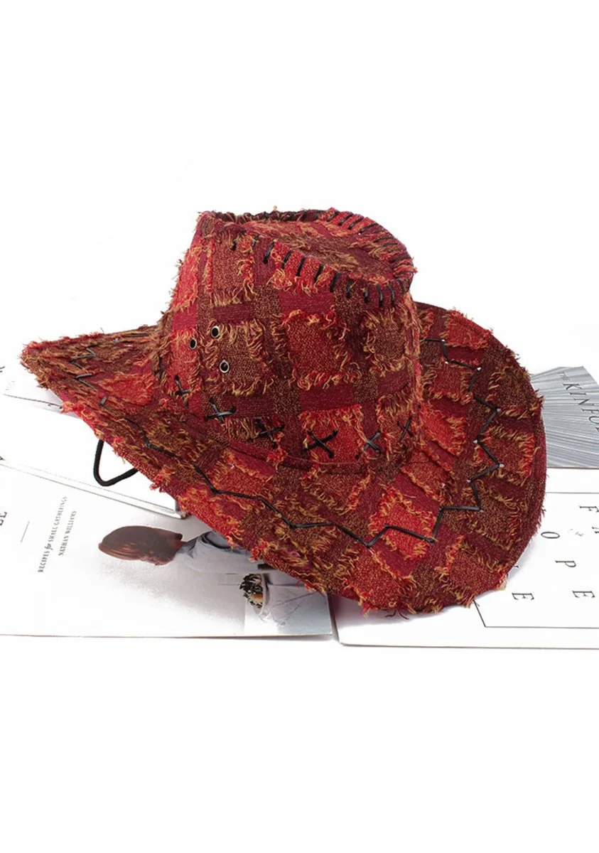 Western Cowboy Classic Plaid Wide Brim Hat - Image 5