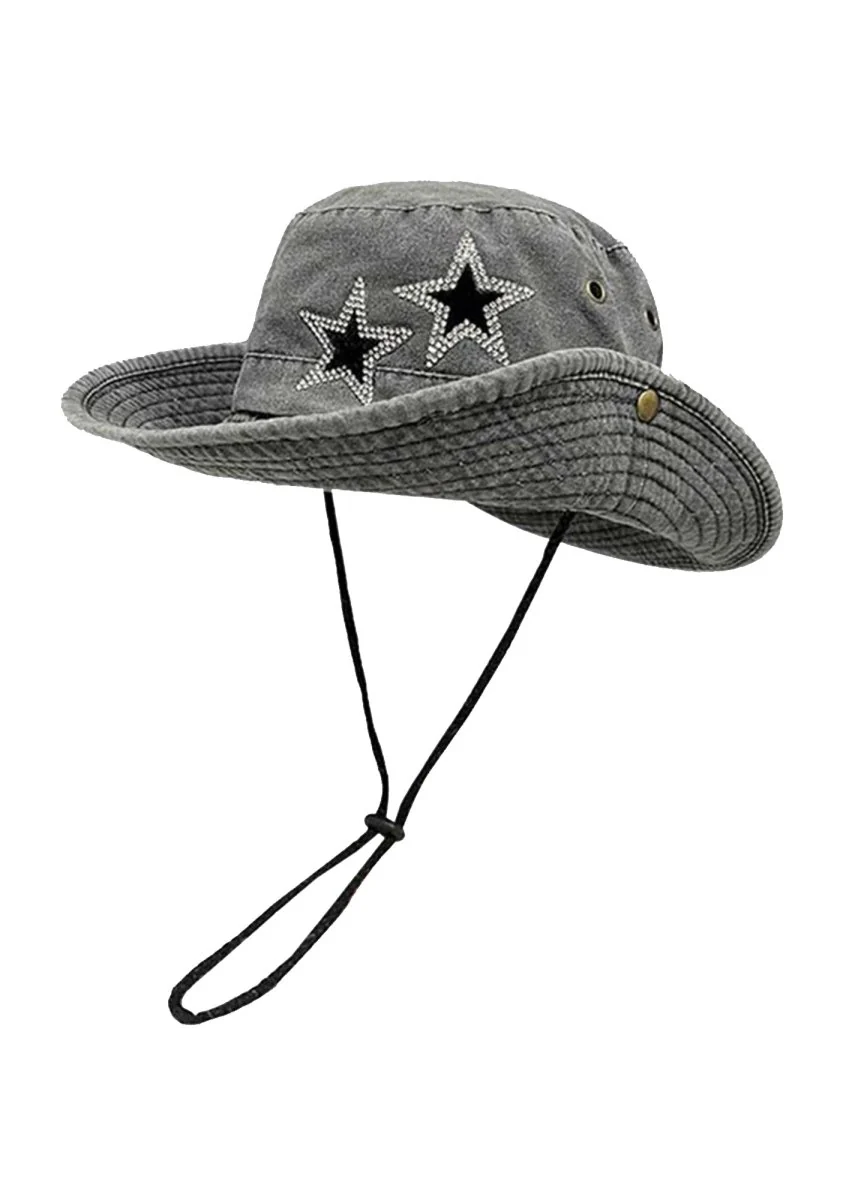 Western Cowboy Stars Vintage Denim Hat - Image 2