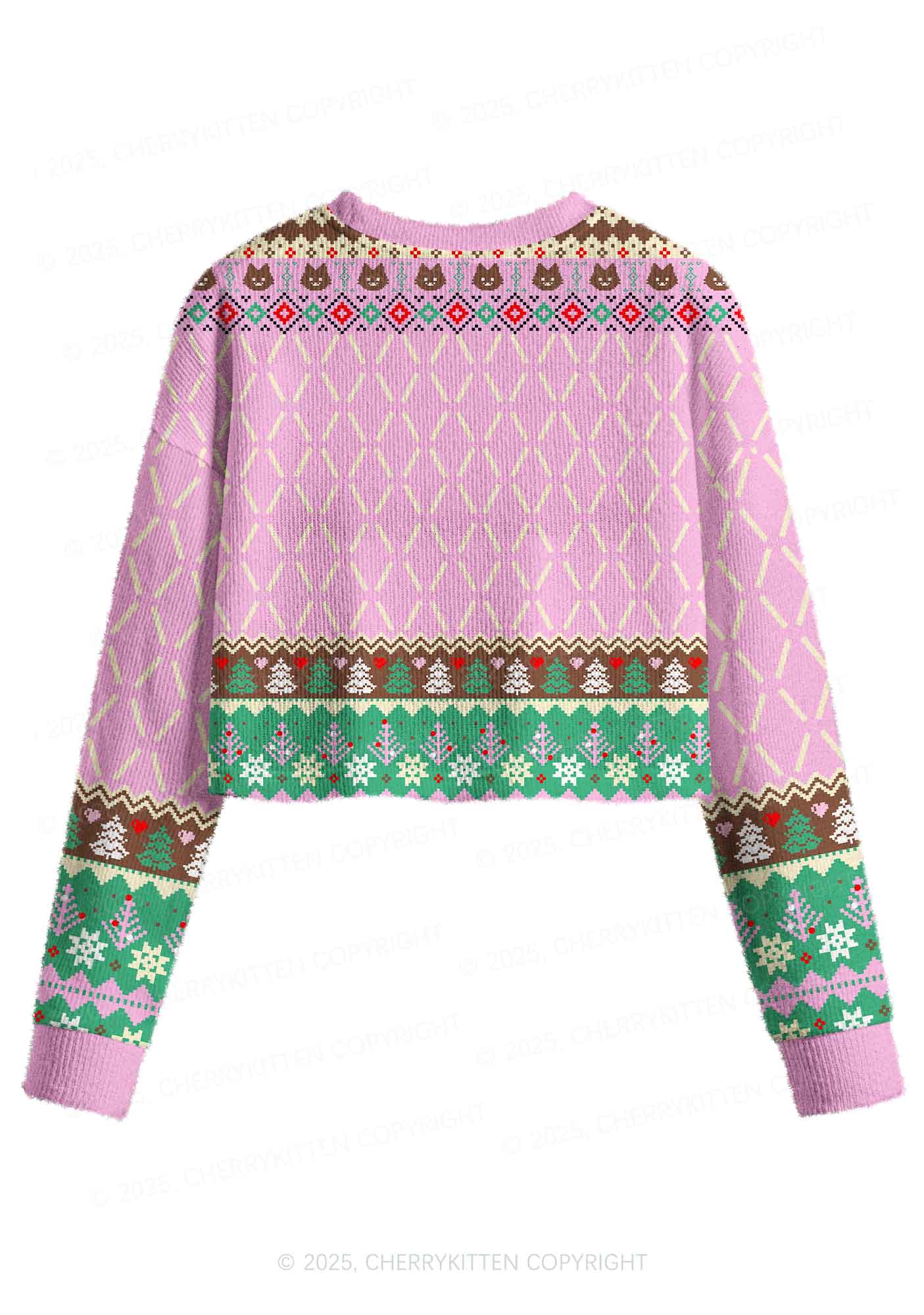 What Tree Y2K Christmas Crop Knit Sweatshirt Cherrykitten - Image 2
