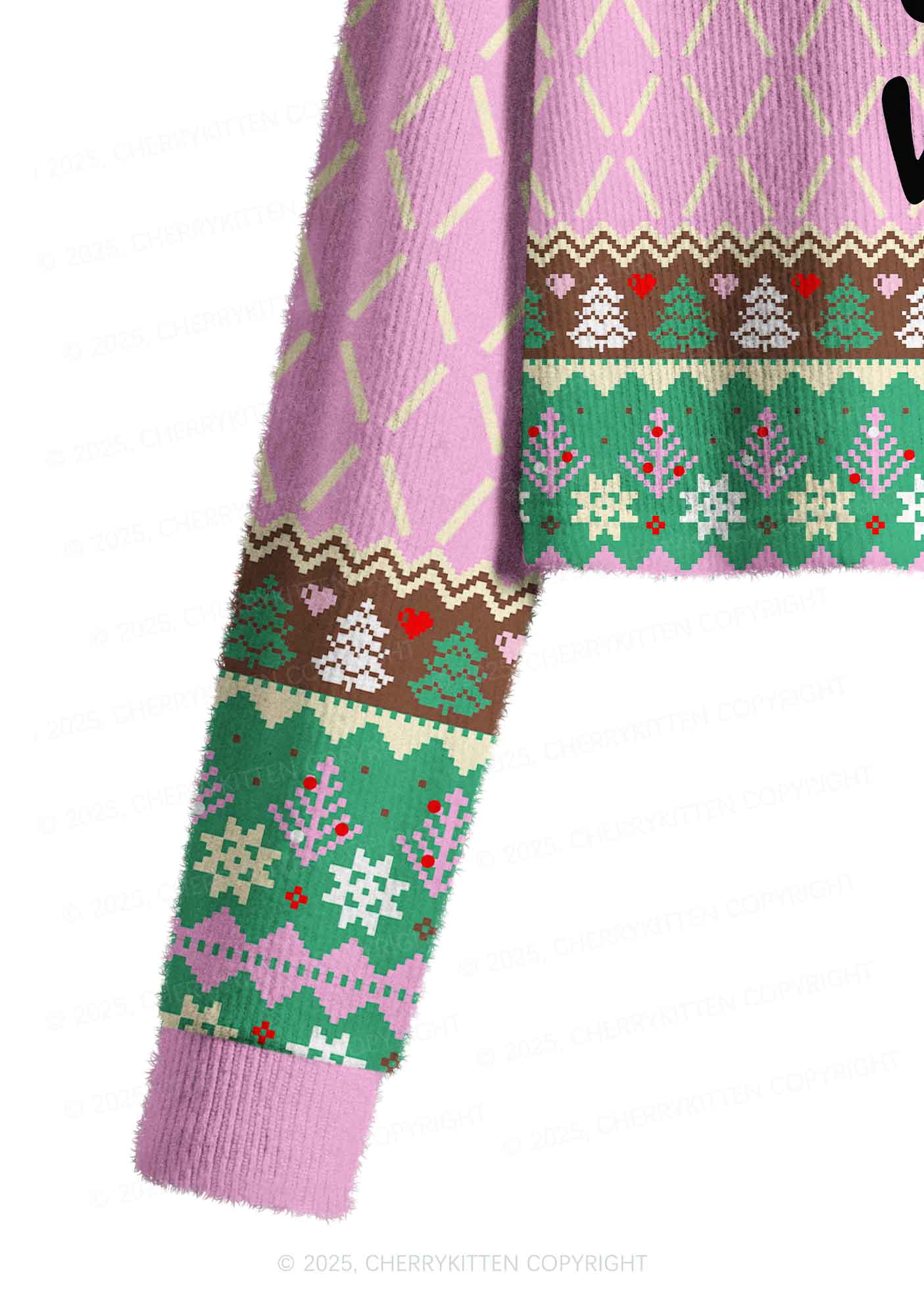 What Tree Y2K Christmas Crop Knit Sweatshirt Cherrykitten - Image 5
