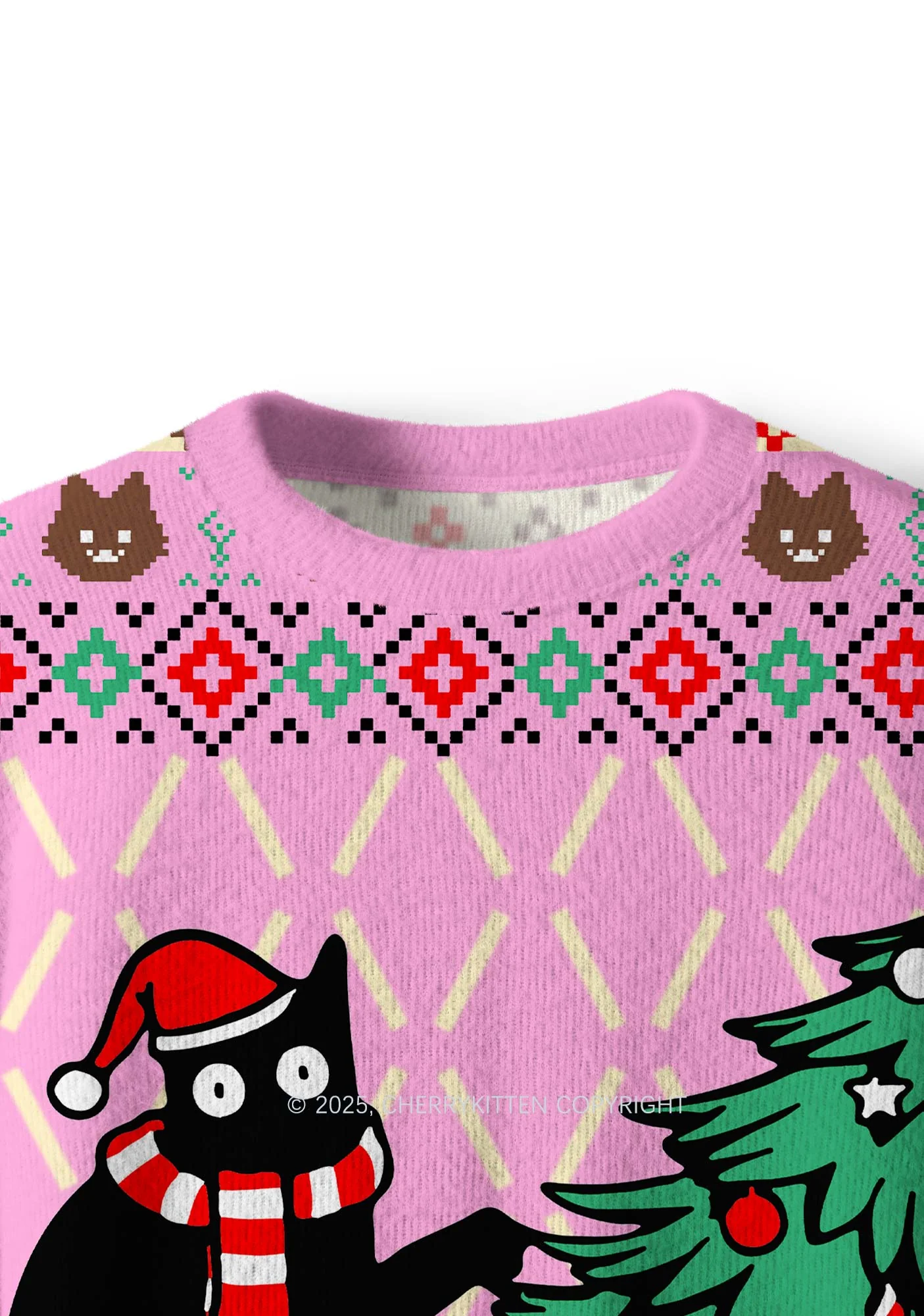 What Tree Y2K Christmas Knit Sweatshirt Cherrykitten - Image 4