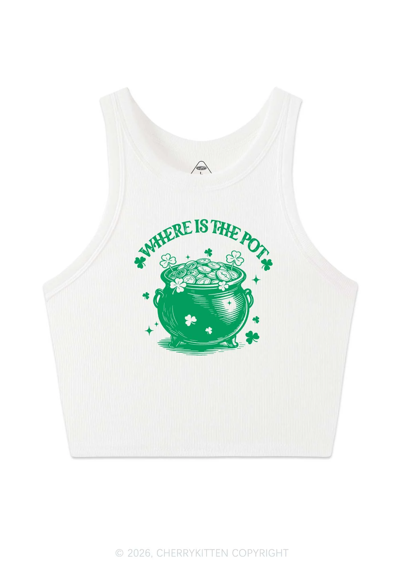 Where Is The Pot St Patricks Y2K Crop Tank Top Cherrykitten - Image 3