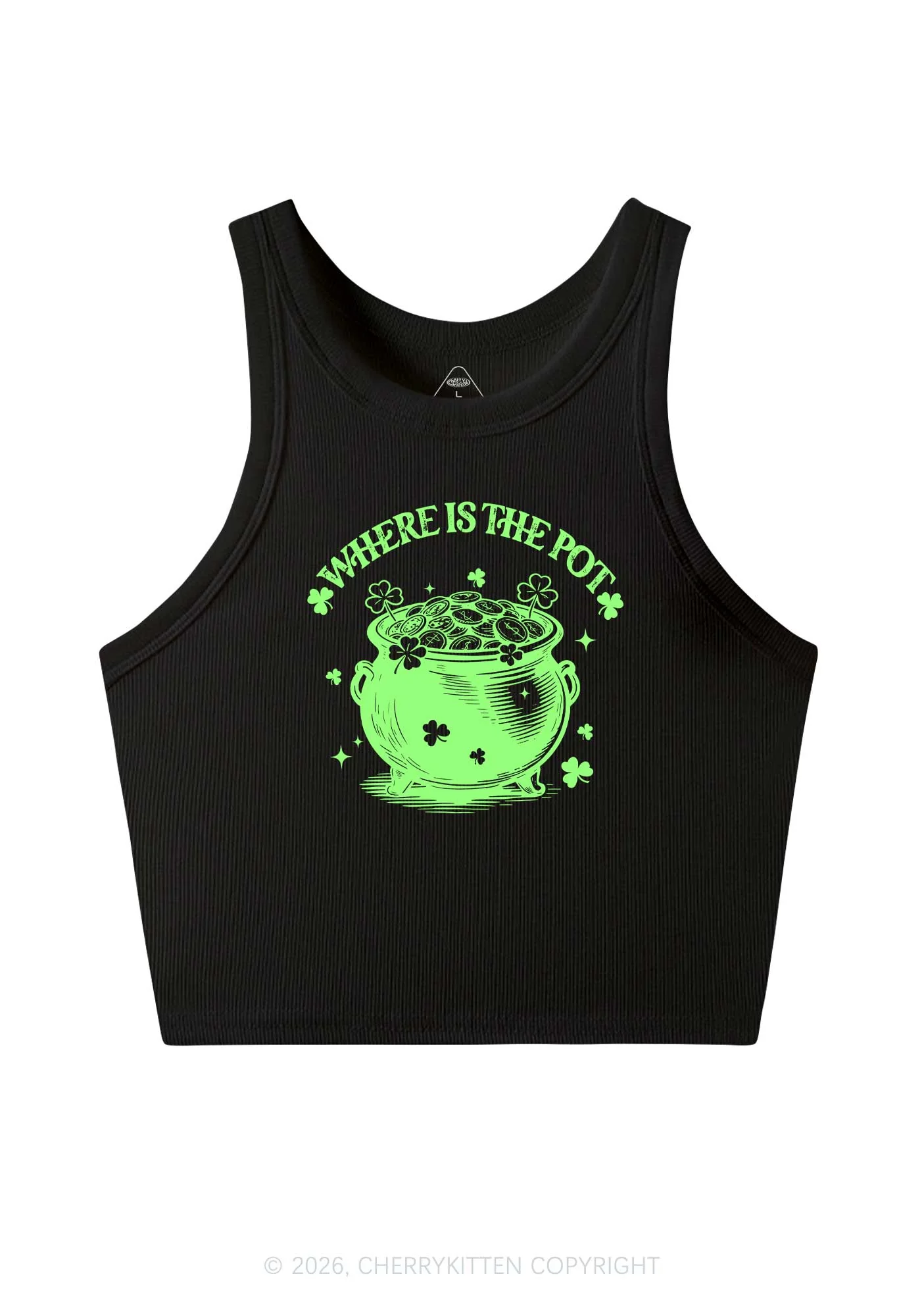 Where Is The Pot St Patricks Y2K Crop Tank Top Cherrykitten - Image 4