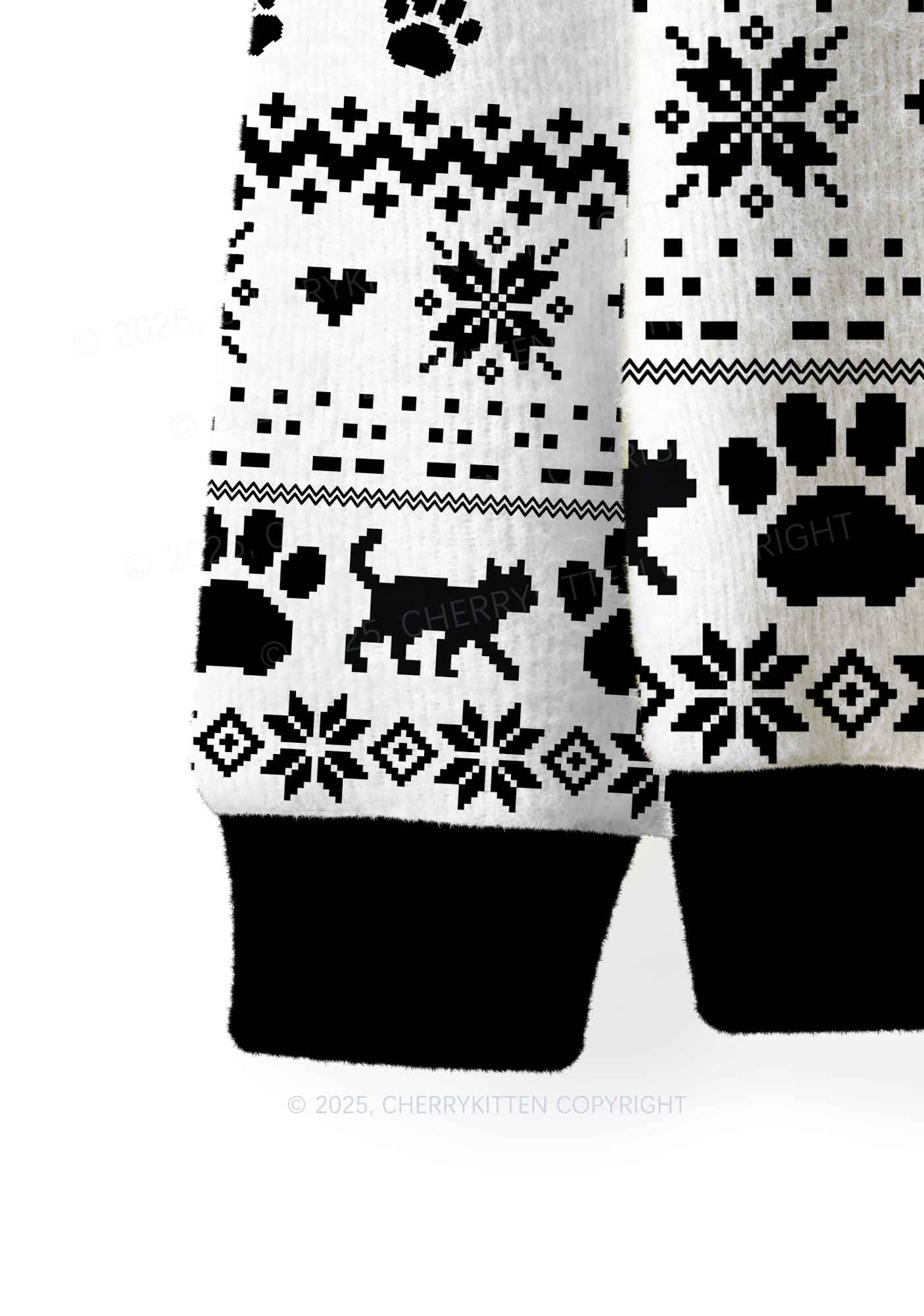 White ACAB Cats Y2K Christmas Knit Sweatshirt Cherrykitten - Image 6
