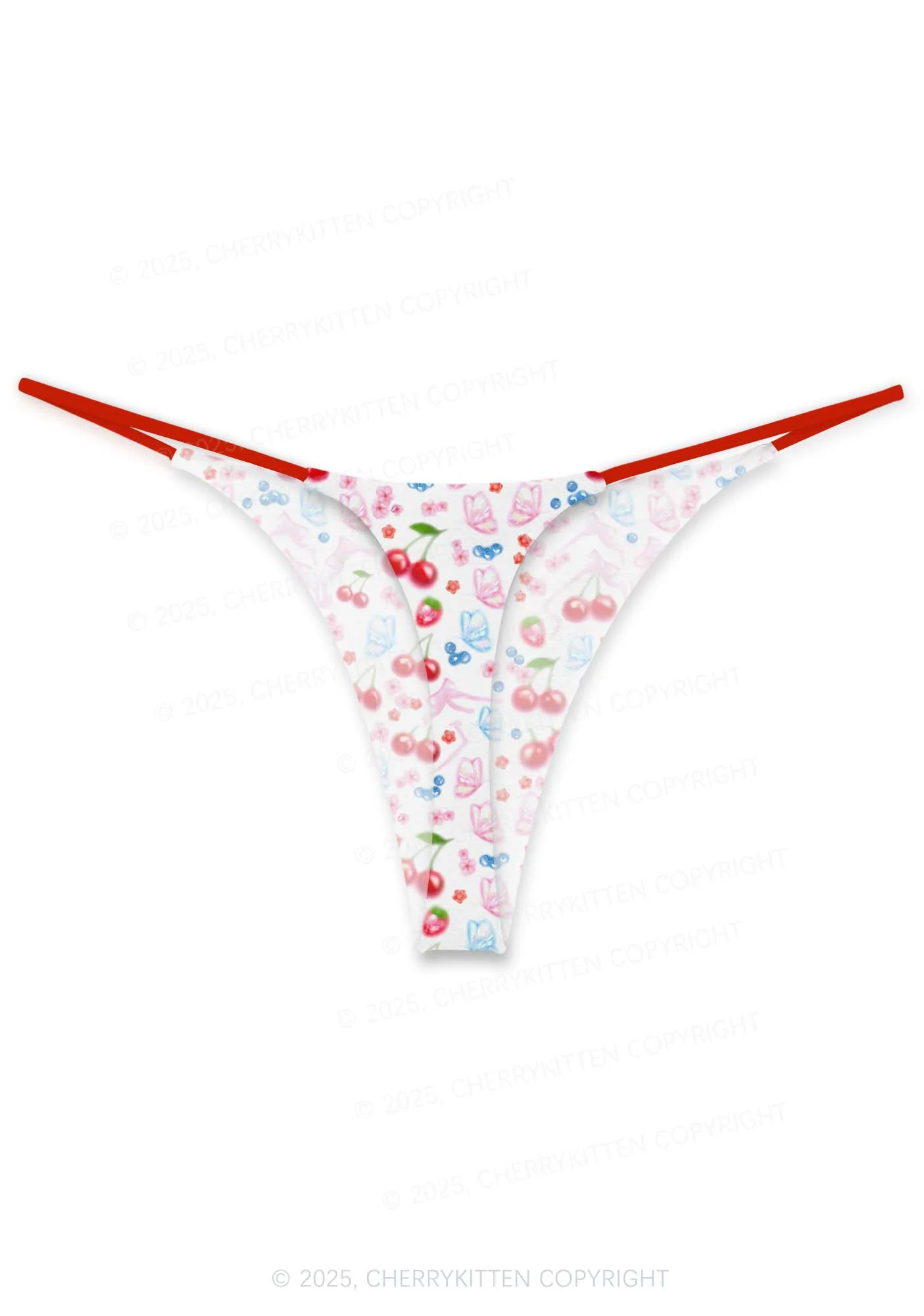 White Cherry Pie Valentine's Day Y2K Print Couples Thong Set Cherrykitten - Image 3