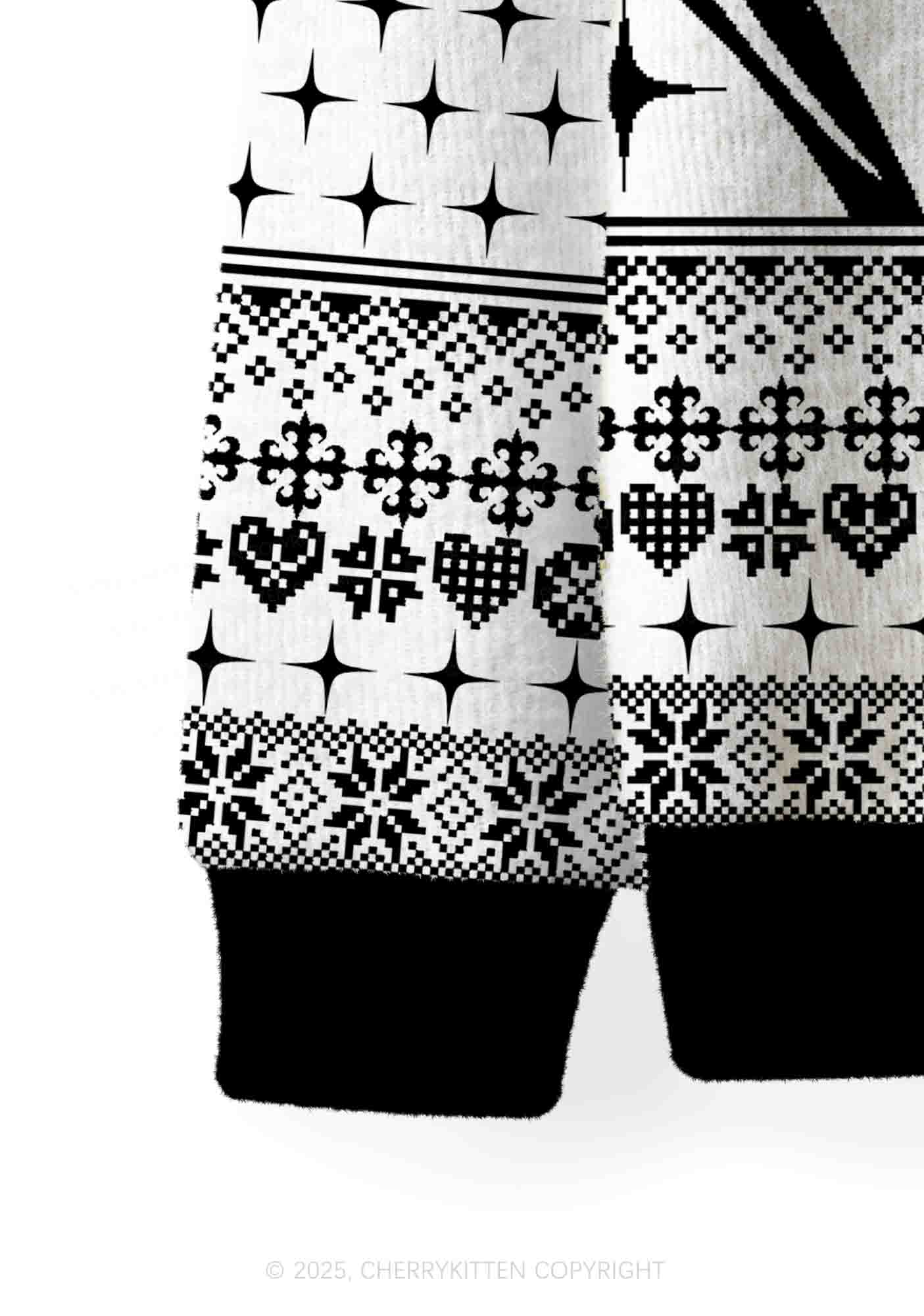 White Cxxt Flame Y2K Christmas Cardigan Knit Sweatshirt Cherrykitten - Image 4