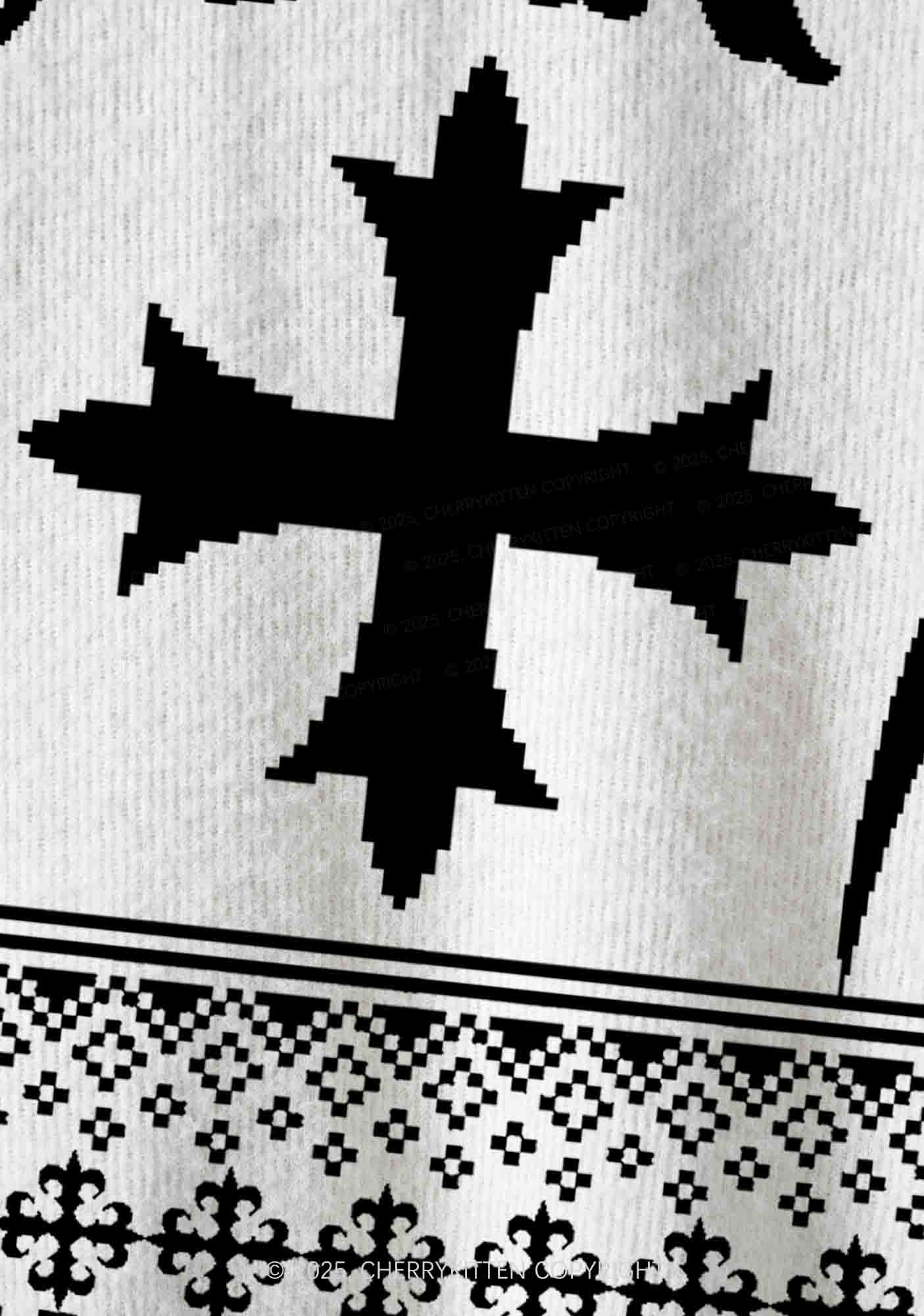 White Cxxt Flame Y2K Christmas Cardigan Knit Sweatshirt Cherrykitten - Image 5