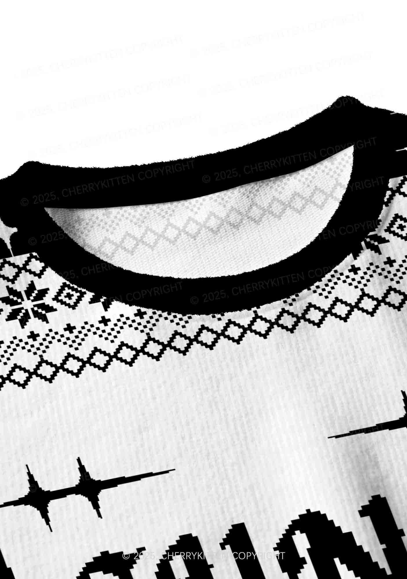 White Cxxt Y2K Christmas Crop Knit Sweatshirt Cherrykitten - Image 4