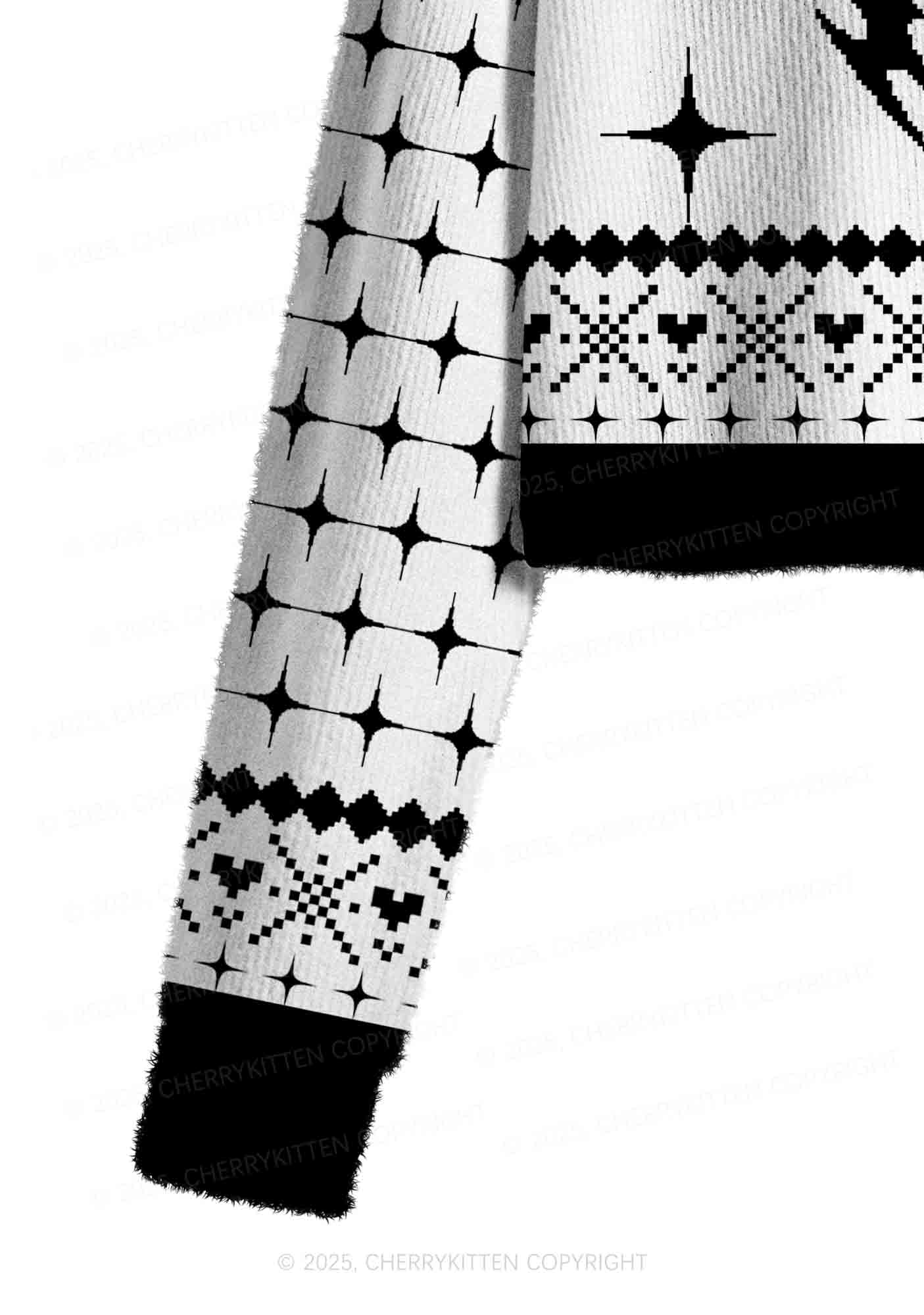White Cxxt Y2K Christmas Crop Knit Sweatshirt Cherrykitten - Image 5