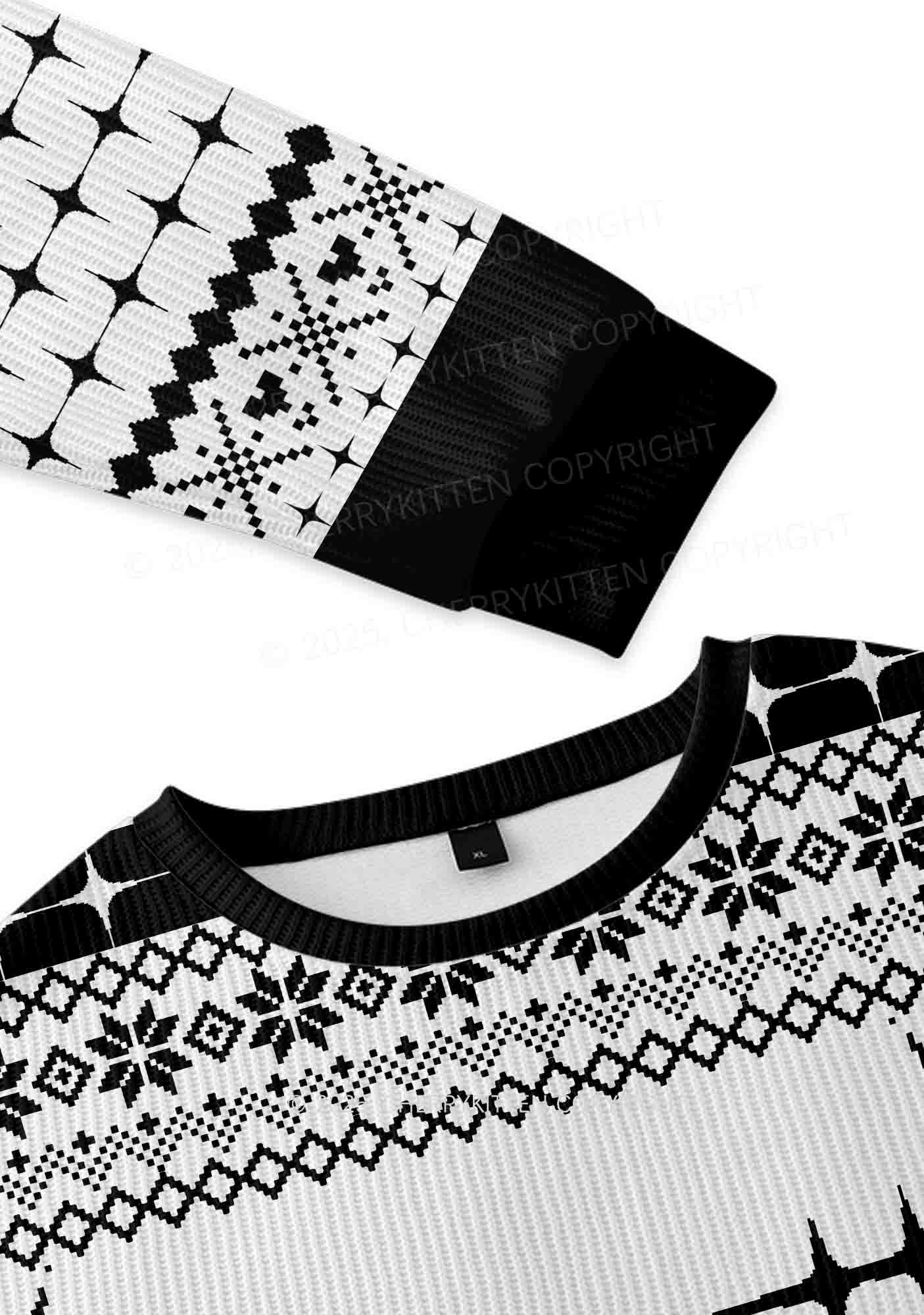 White Cxxt Y2K Christmas Knit Sweatshirt Cherrykitten - Image 3