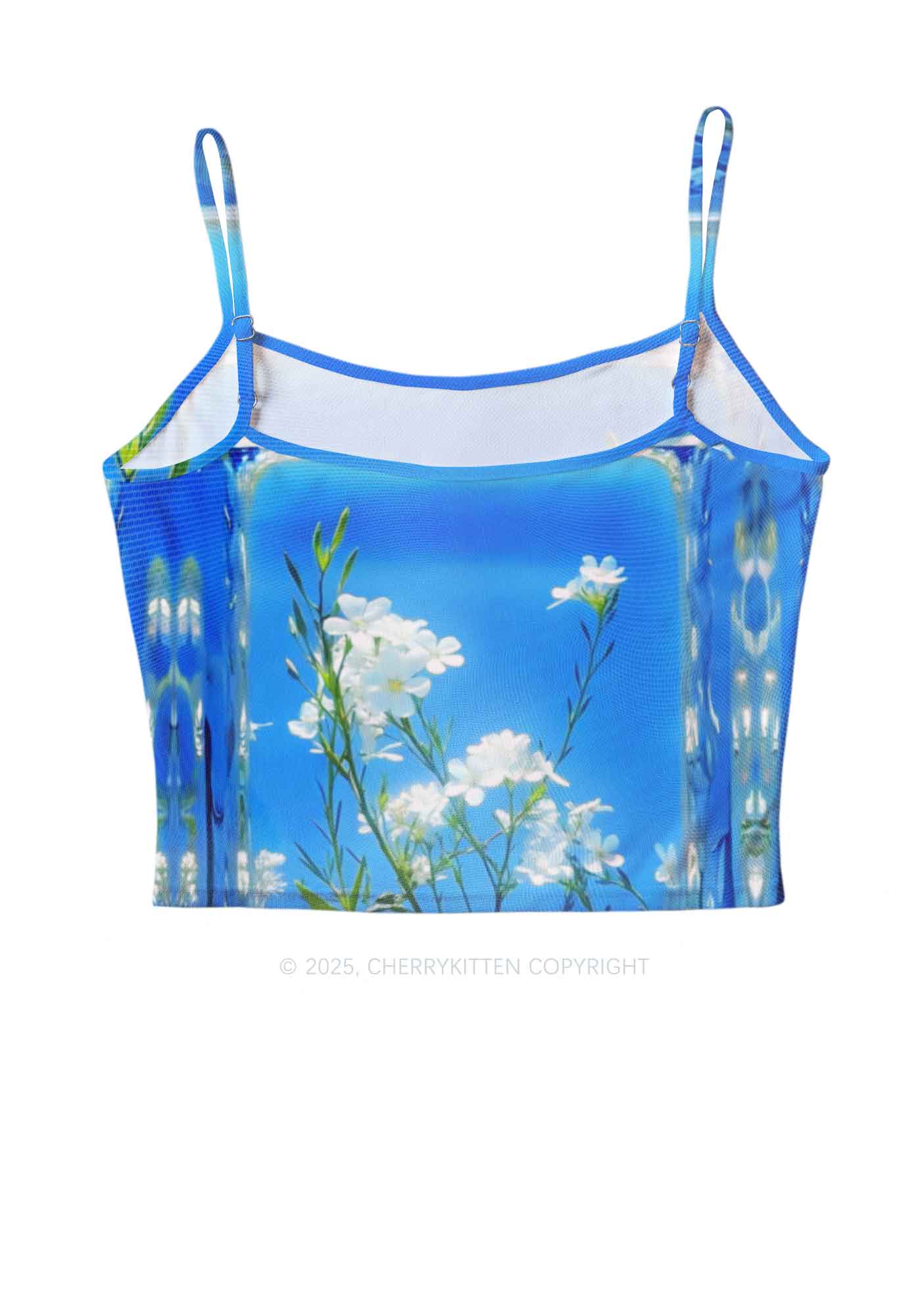 White Flowers Y2K Mesh Cami Tank Cherrykitten - Image 2