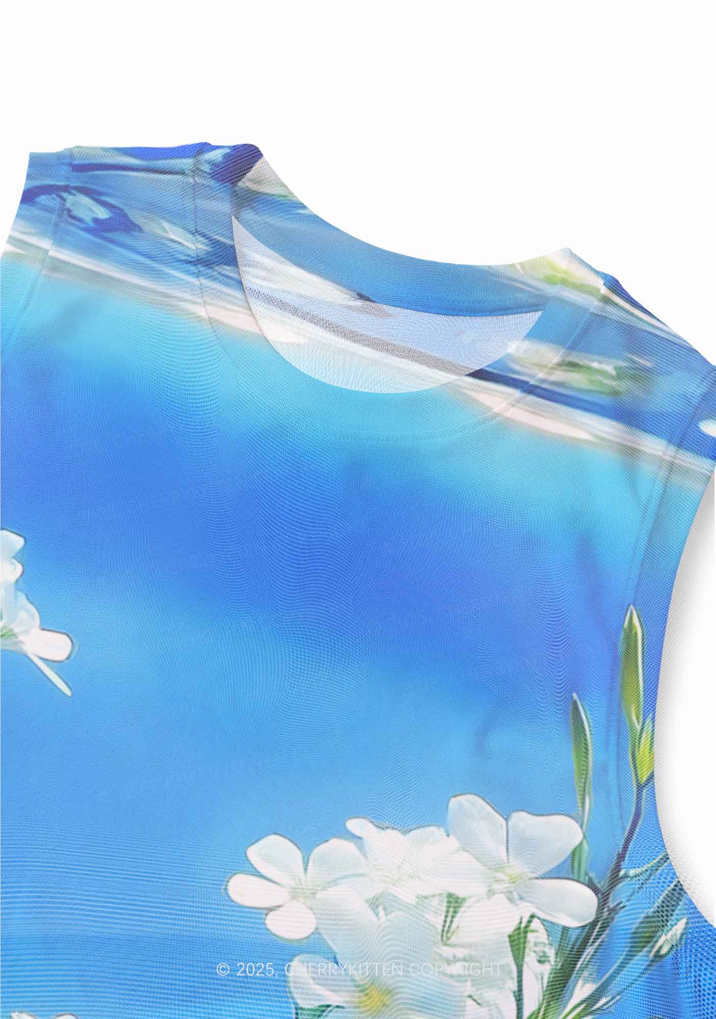 White Flowers Y2K Mesh Muscle Tank Cherrykitten - Image 2