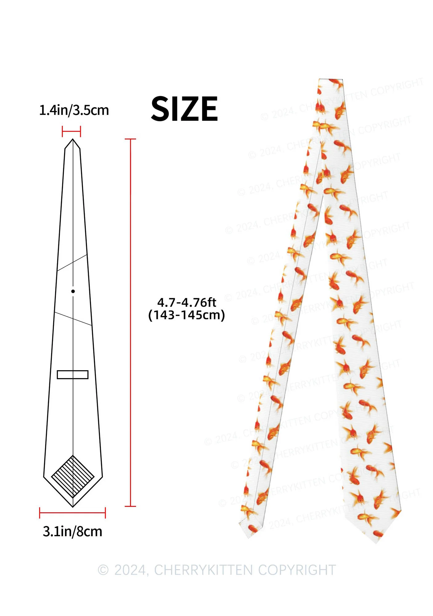 White Goldfish Y2K Necktie Cherrykitten - Image 2