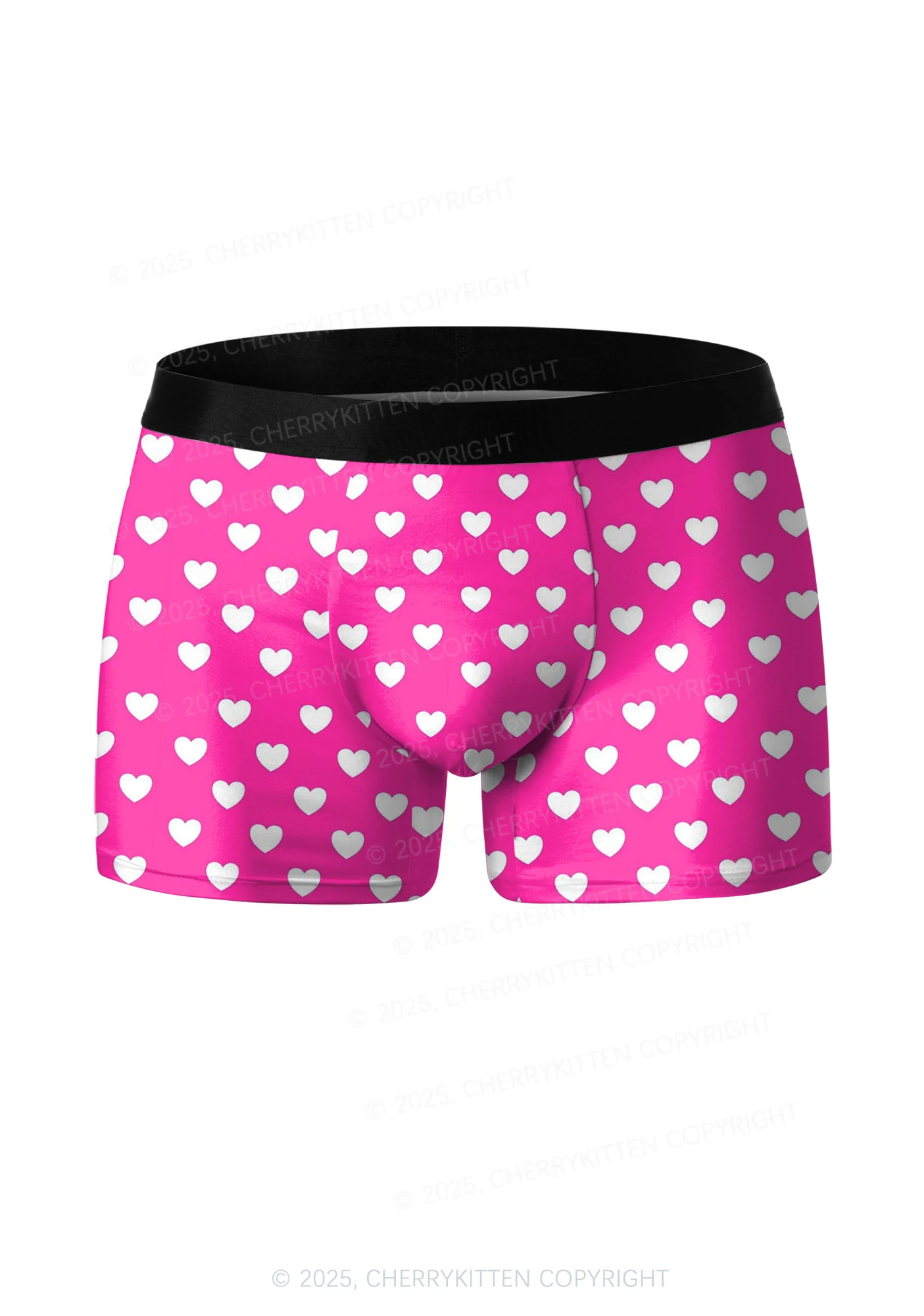 White Heart On Pink Valentine's Day Y2K Print Couples Boxer Thong Set Cherrykitten - Image 4