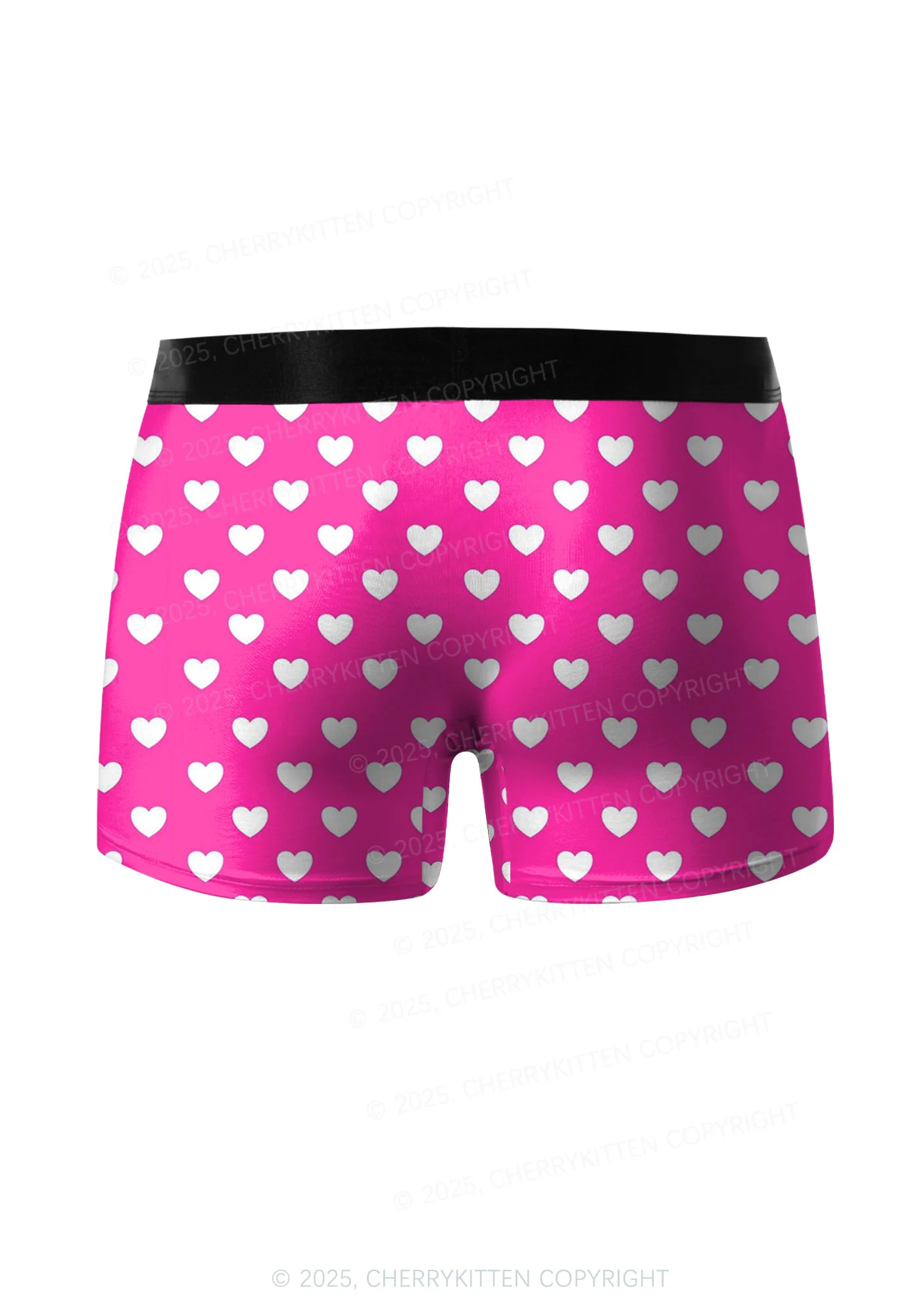 White Heart On Pink Valentine's Day Y2K Print Couples Boxer Thong Set Cherrykitten - Image 5