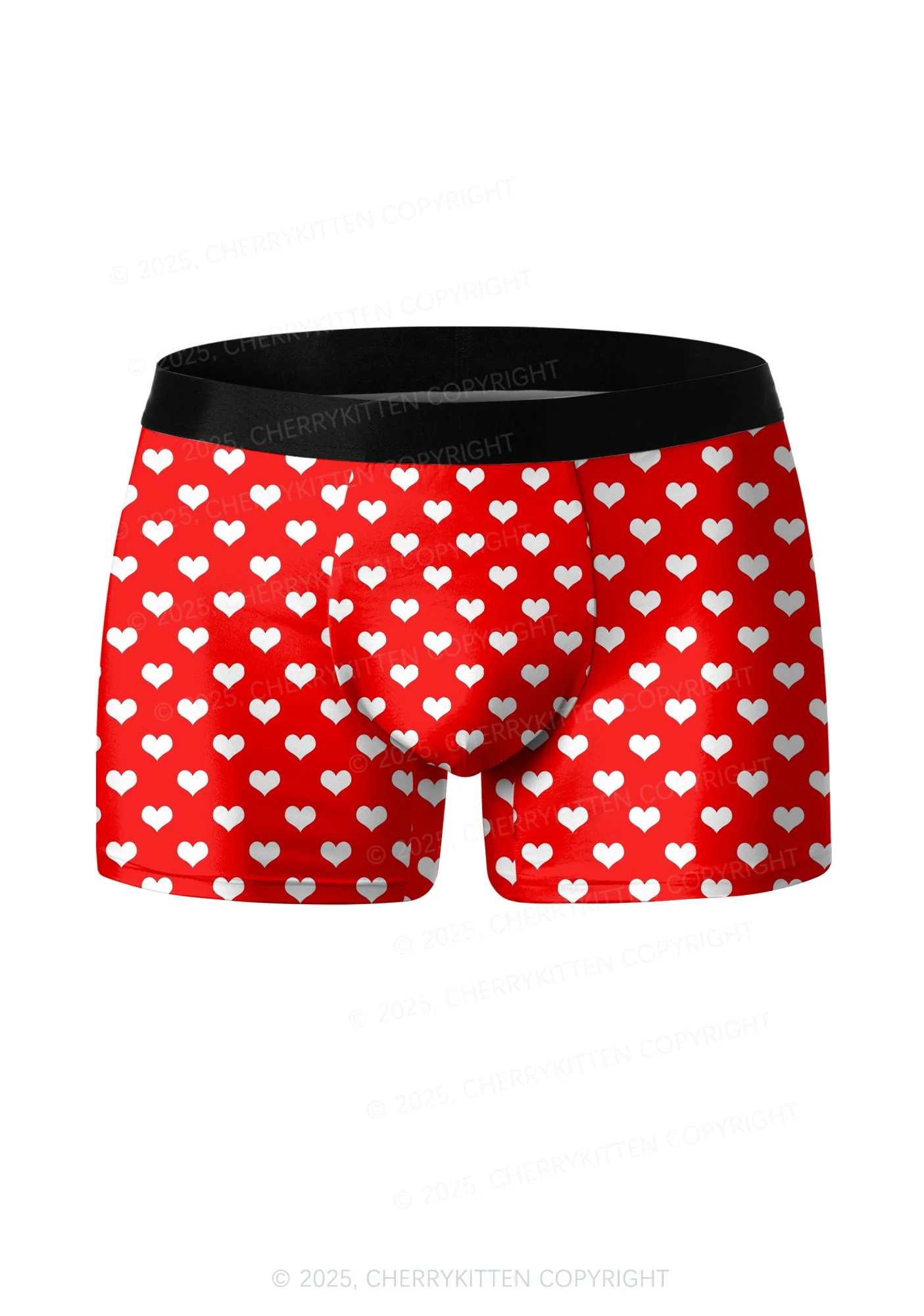 White Heart On Red Valentine's Day Y2K Print Couples Boxer Briefs Set Cherrykitten - Image 2