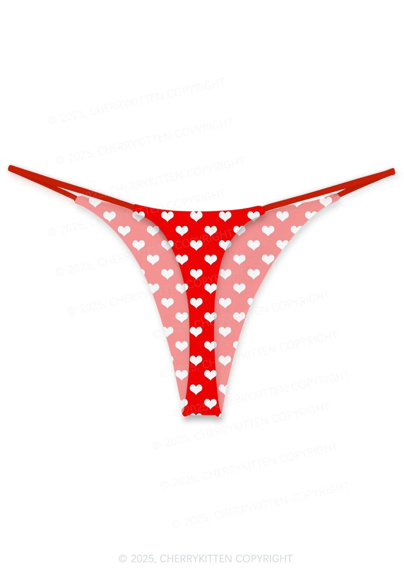 White Heart On Red Valentine's Day Y2K Print Couples Boxer Thong Set Cherrykitten - Image 3
