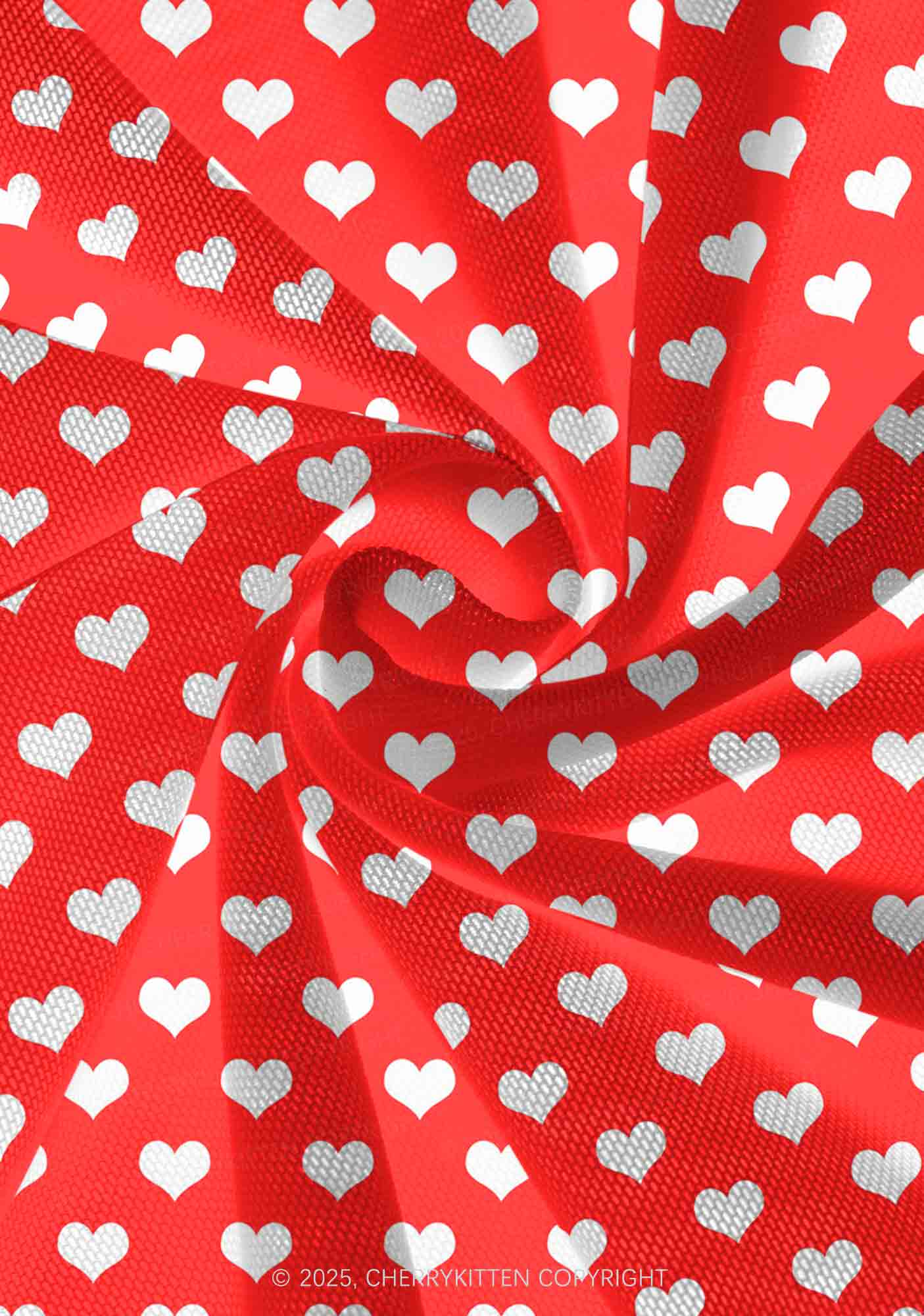 White Heart On Red Valentine's Day Y2K Print Mini Layered Skirt Cherrykitten - Image 3